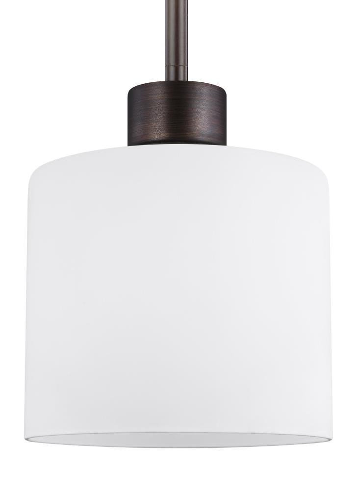 Canfield Contemporary Mini-Pendant in Bronze with Etched Glass