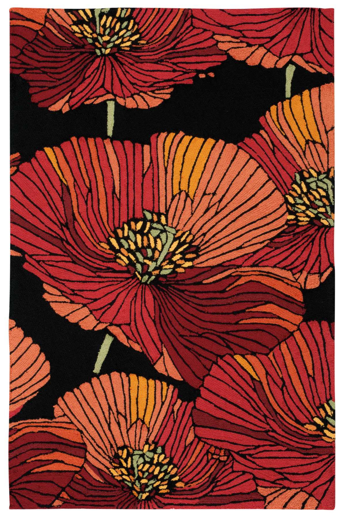 Nourison Fantasy Floral Black 3'6" x 5'6" Area Rug, (4x6)