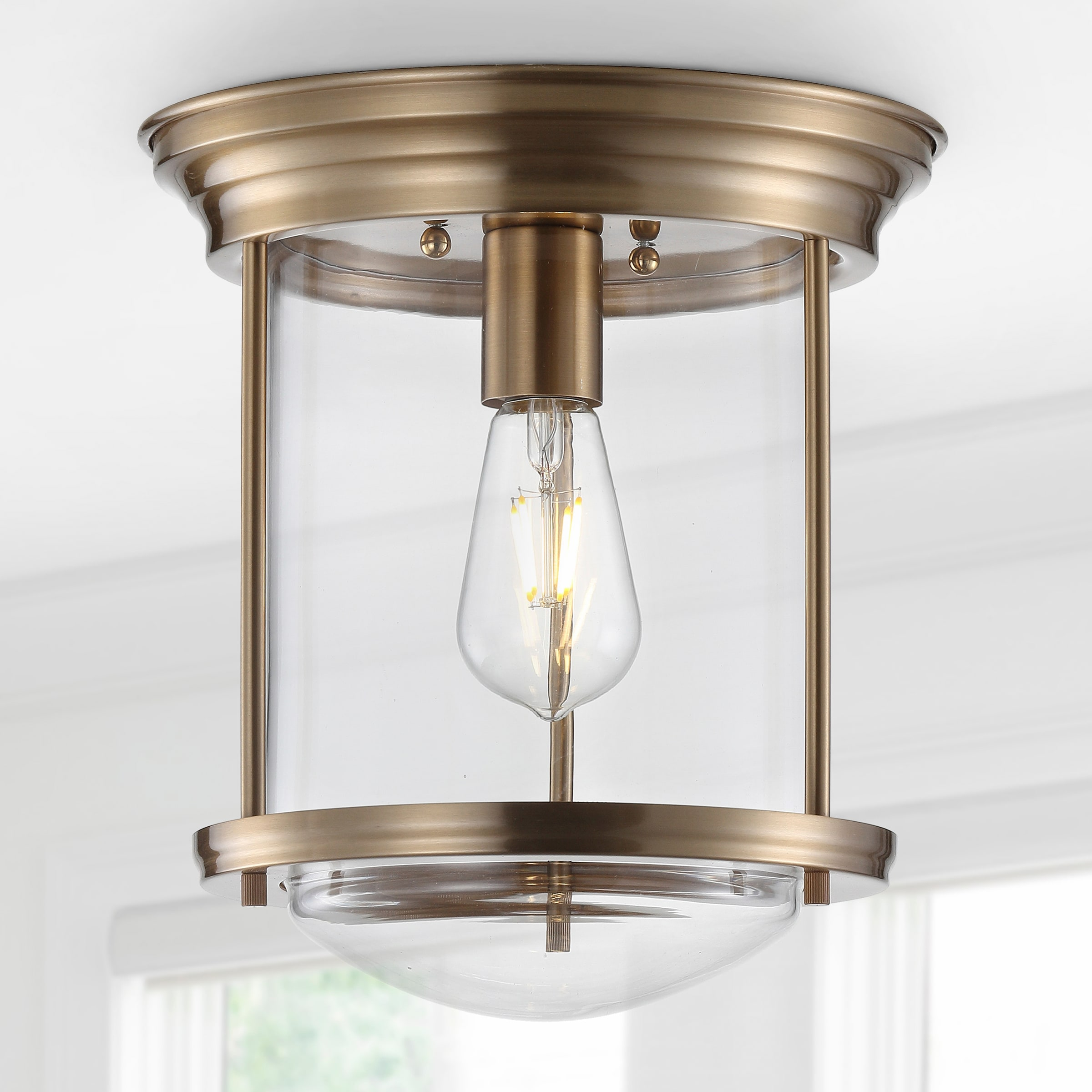 JONATHAN Y JYL7440C Savannah 10.25" Metal/Glass LED Flush Mount, Traditional,Transitional, Dimmable, 2700K Cozy Warm Light Kitchen,Hallway,Bathroom,Stairwell, Chrome