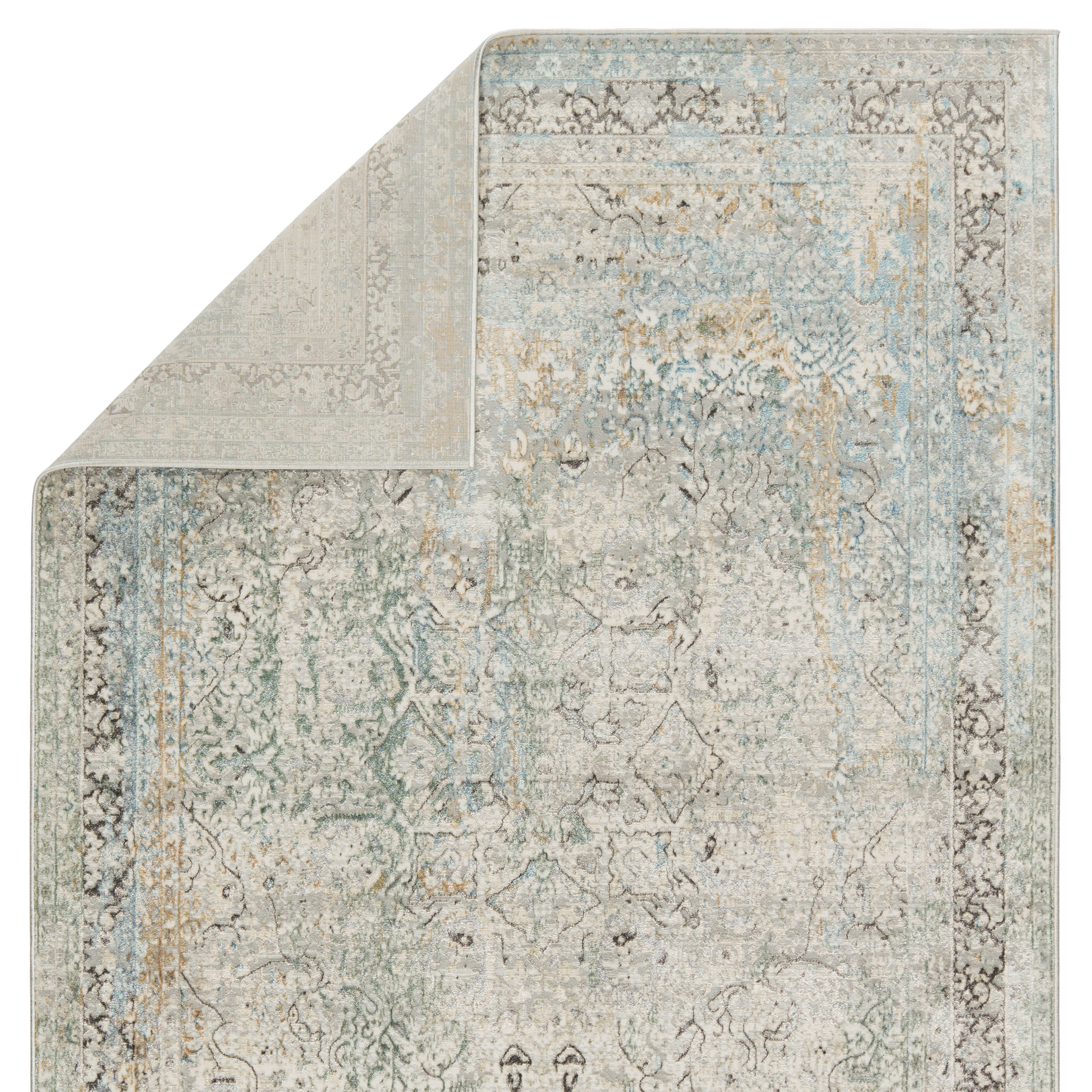 Jaipur Living Melo 9 x 12 (ft) Loomed Polyester Green/Light Gray Rectangular Indoor Medallion Global Area rug