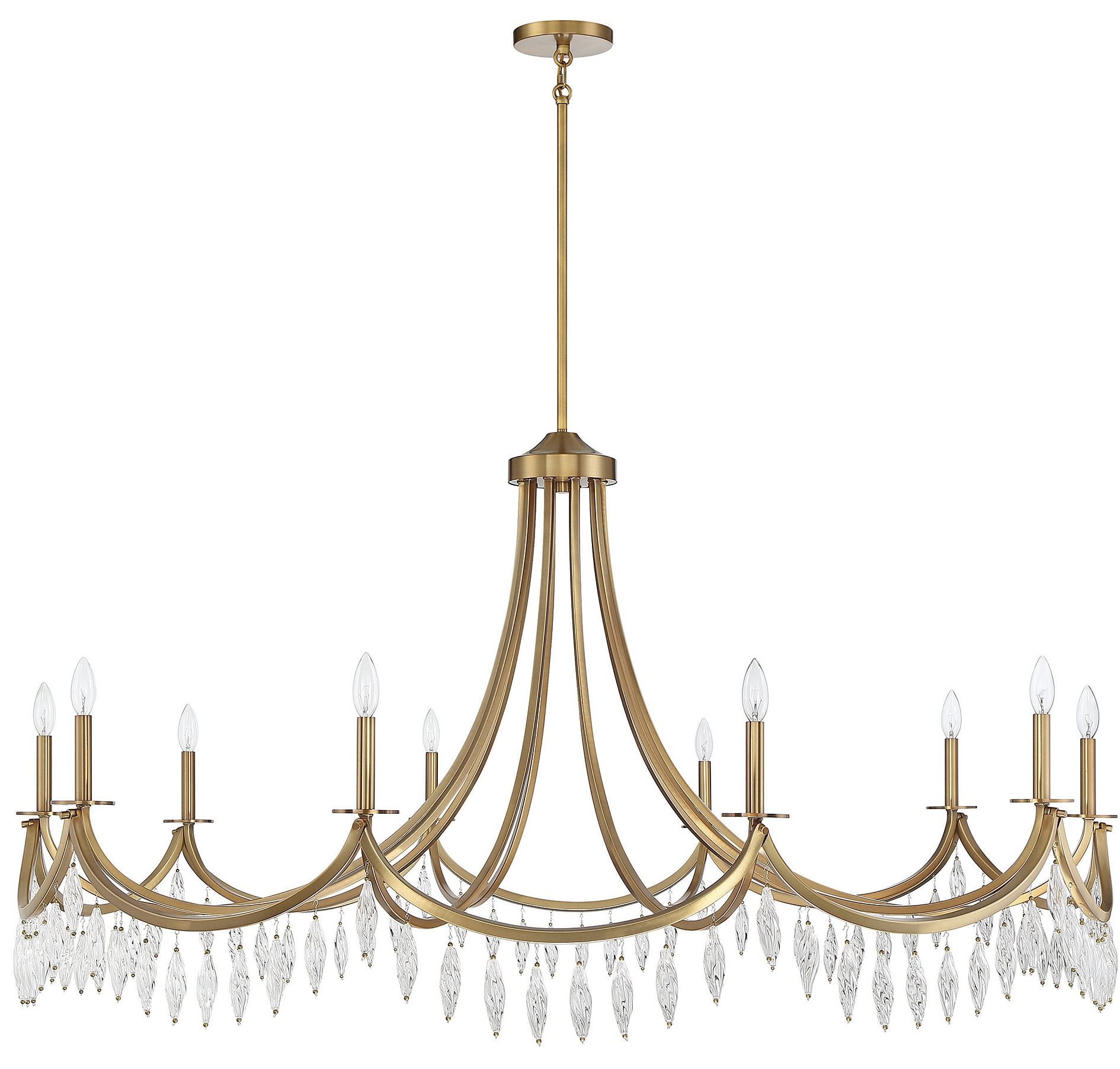 Vintage Glam Warm Brass Crystal 10-Light Chandelier