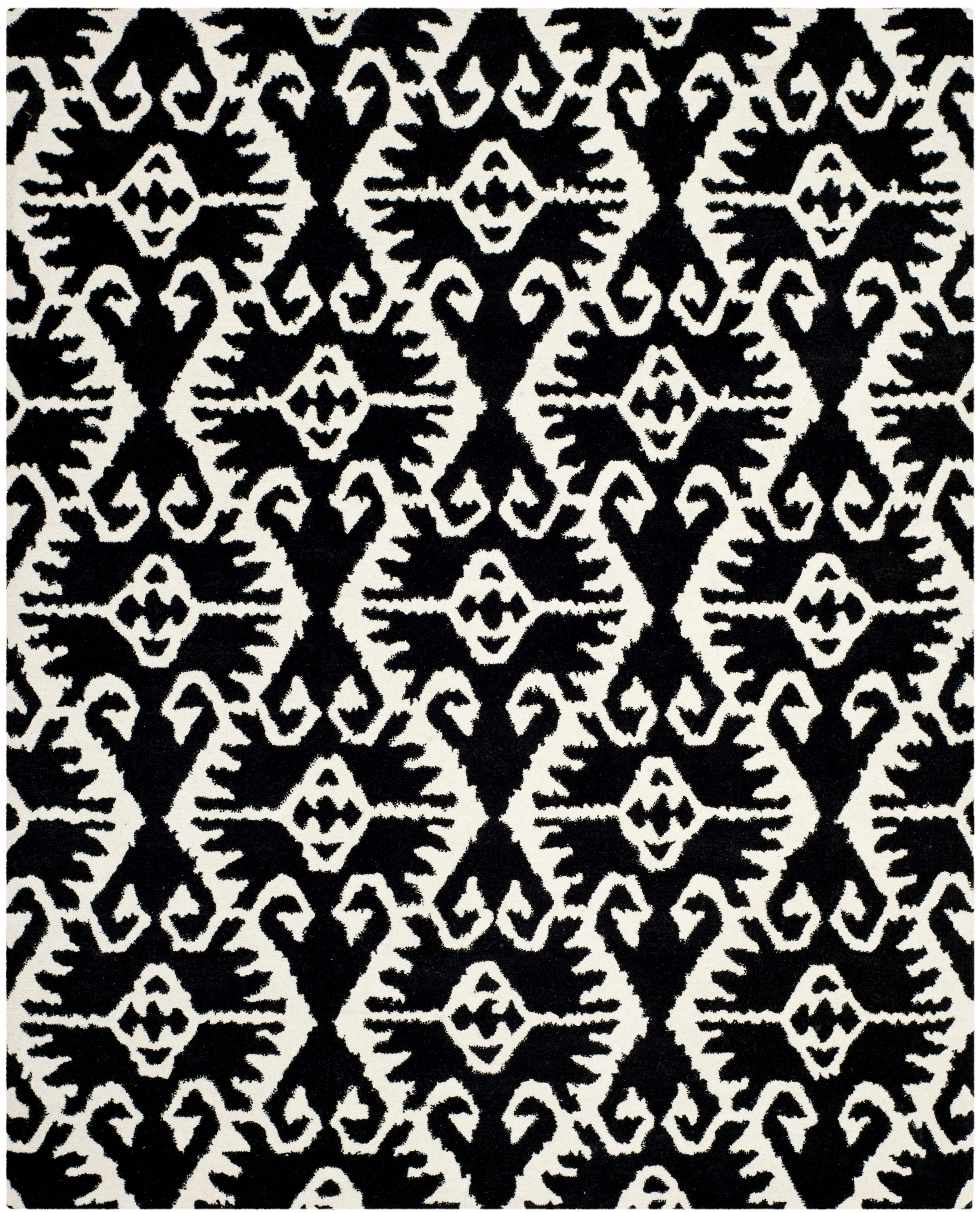 SAFAVIEH Wyndham Dzvonko Southwestern Wool Area Rug, Black/Ivory, 8' x 10'