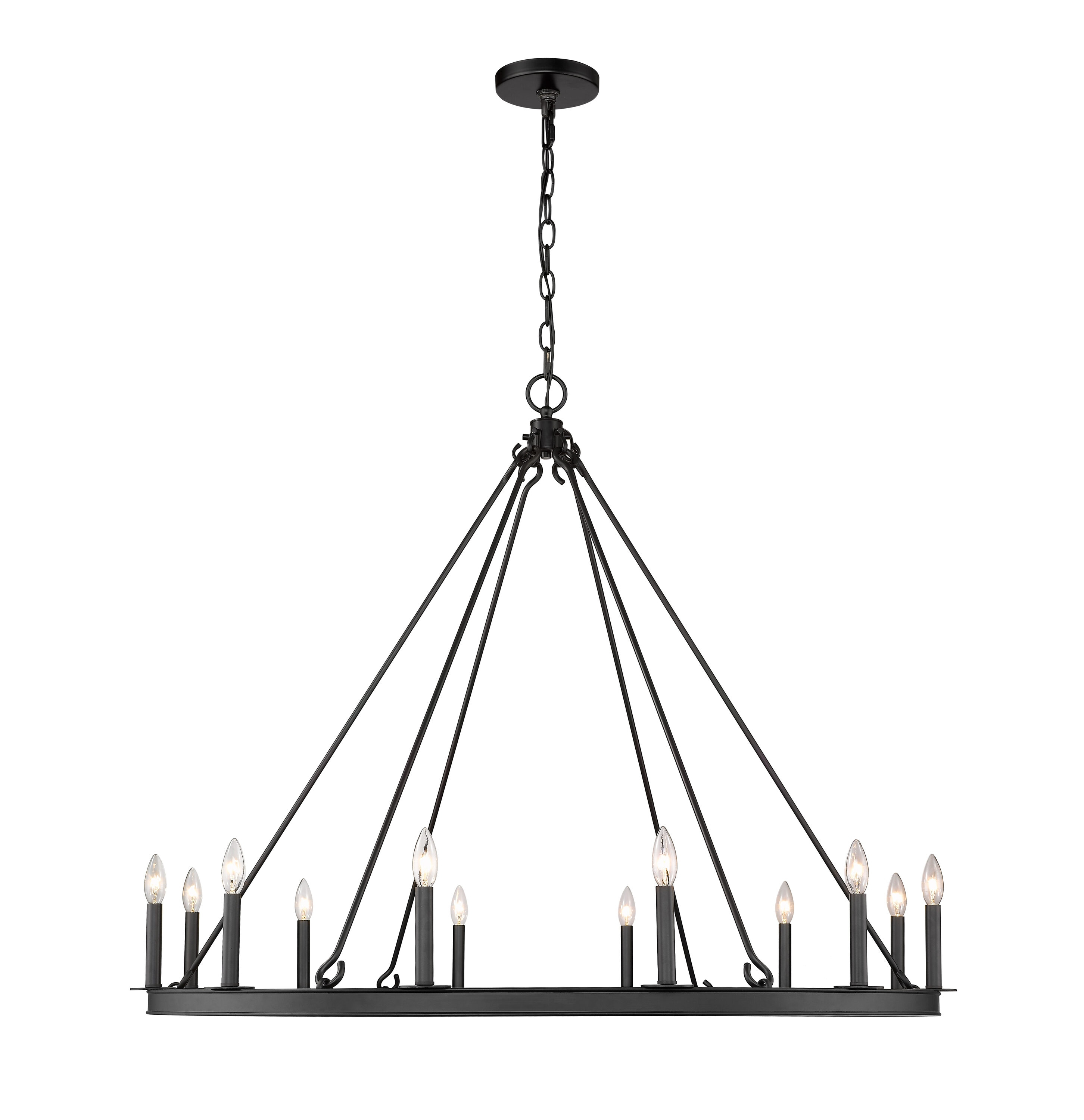 Matte Black 12-Light Candle-Inspired Chandelier