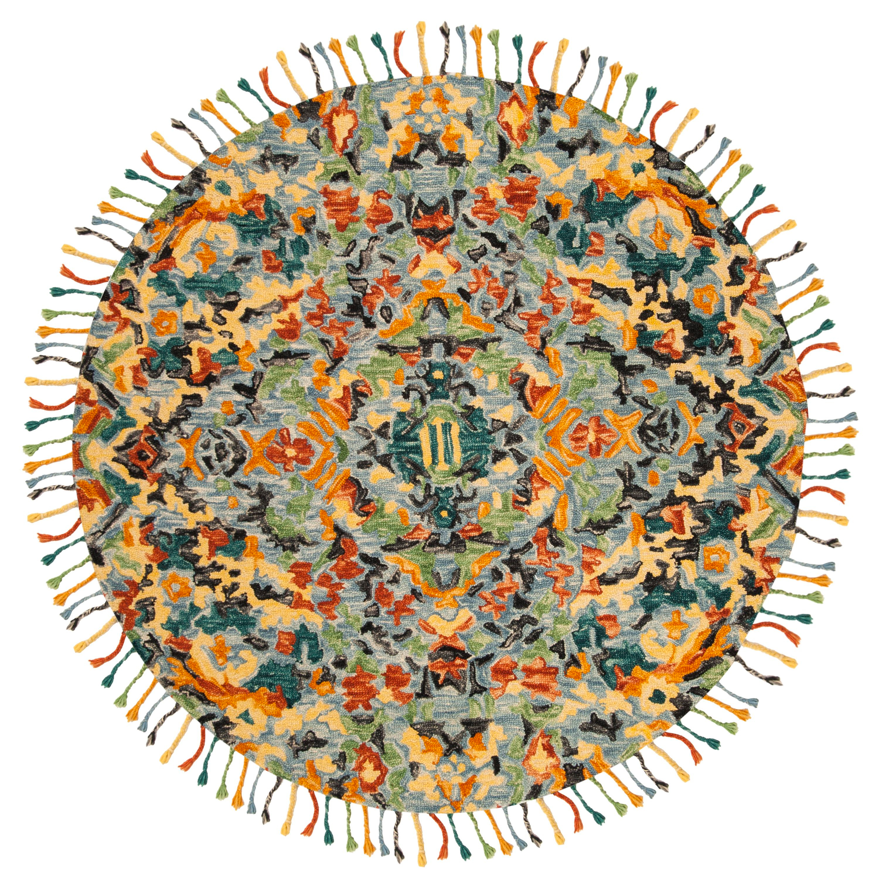 Blossom BLM452 Hand Tufted Area Rug - Blue/Multi - 8' round - Safavieh.