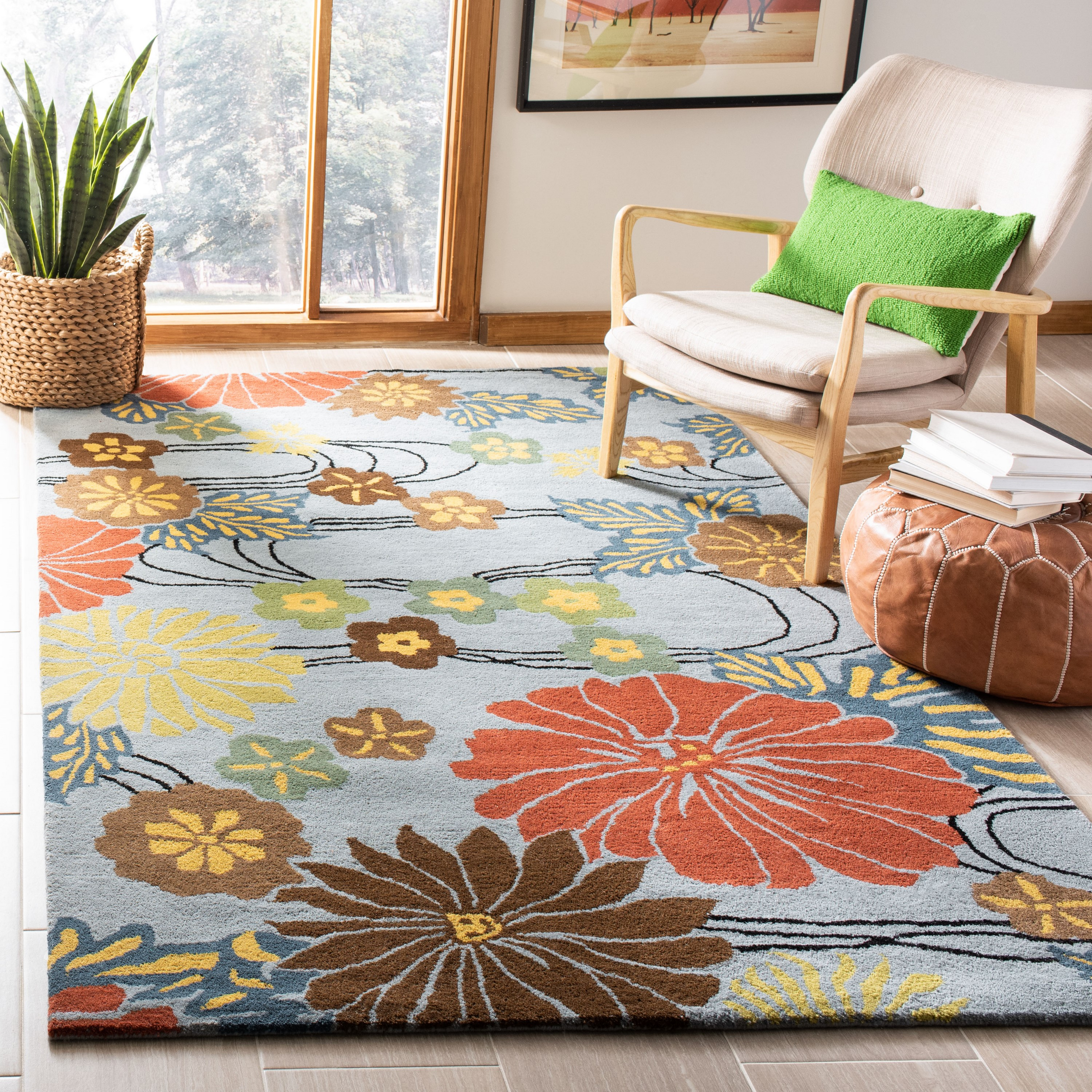 SAFAVIEH Soho Hazel Floral Wool Area Rug, Blue/Multi, 2' x 3'