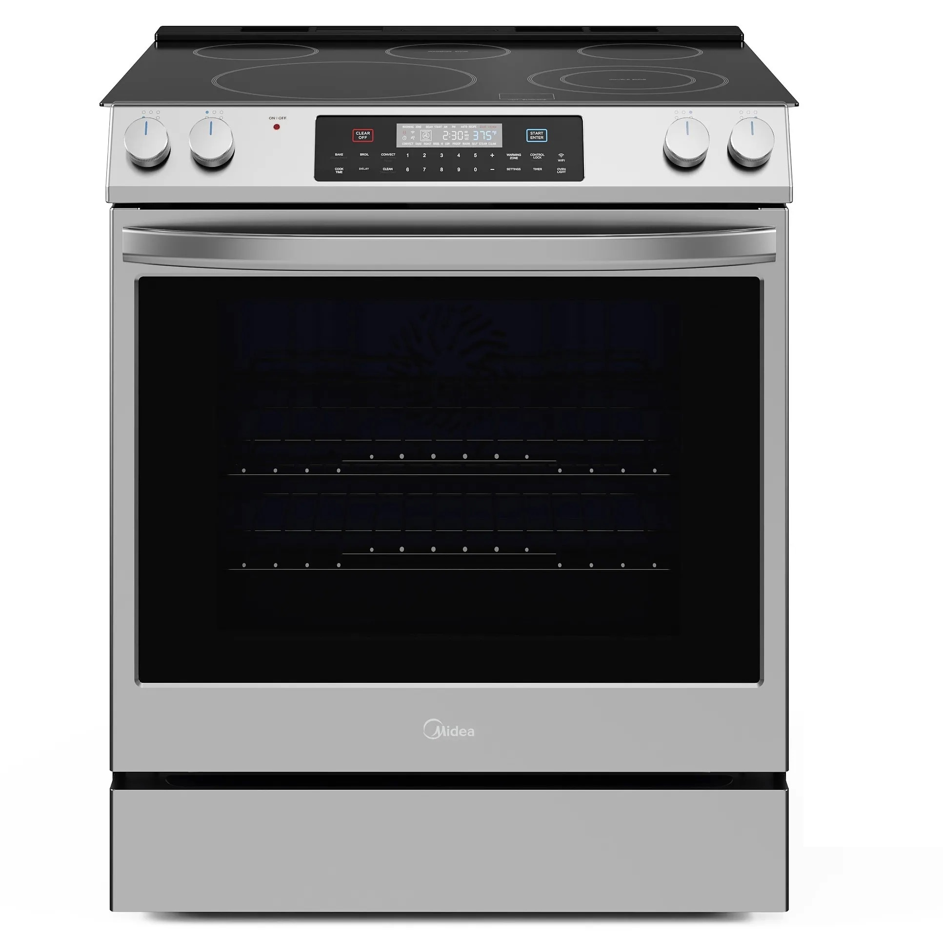 Midea 30-In Slide-In Electric Range with Wi-Fi Connectivity and Fan Convection, Stainless Steel,  MES30S2AST