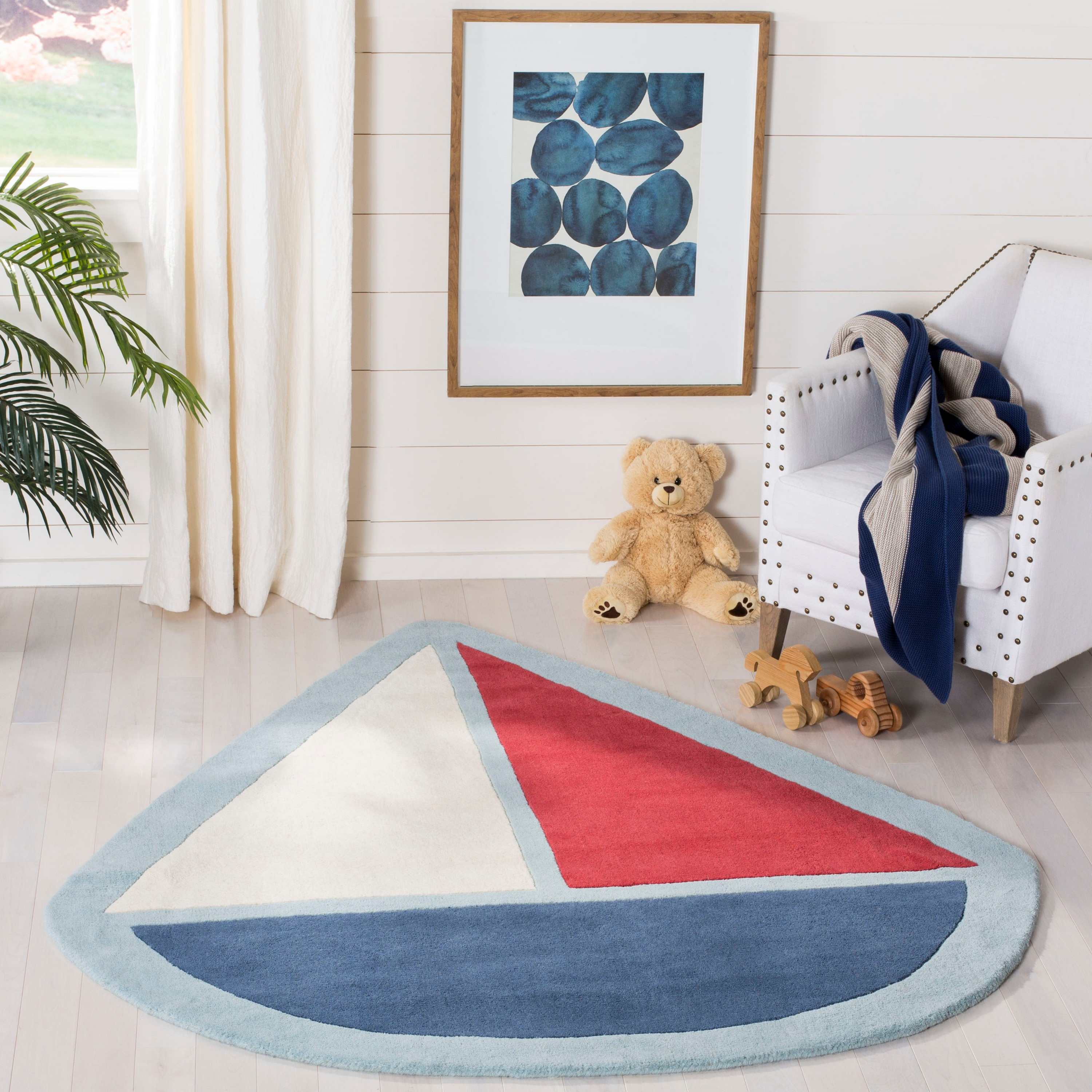 Safavieh  Martha Stewart Collection Modern & Contemporary Ivory / Blue Wool Rug 5'  x  5'6" 5' x 8',4' x 6'