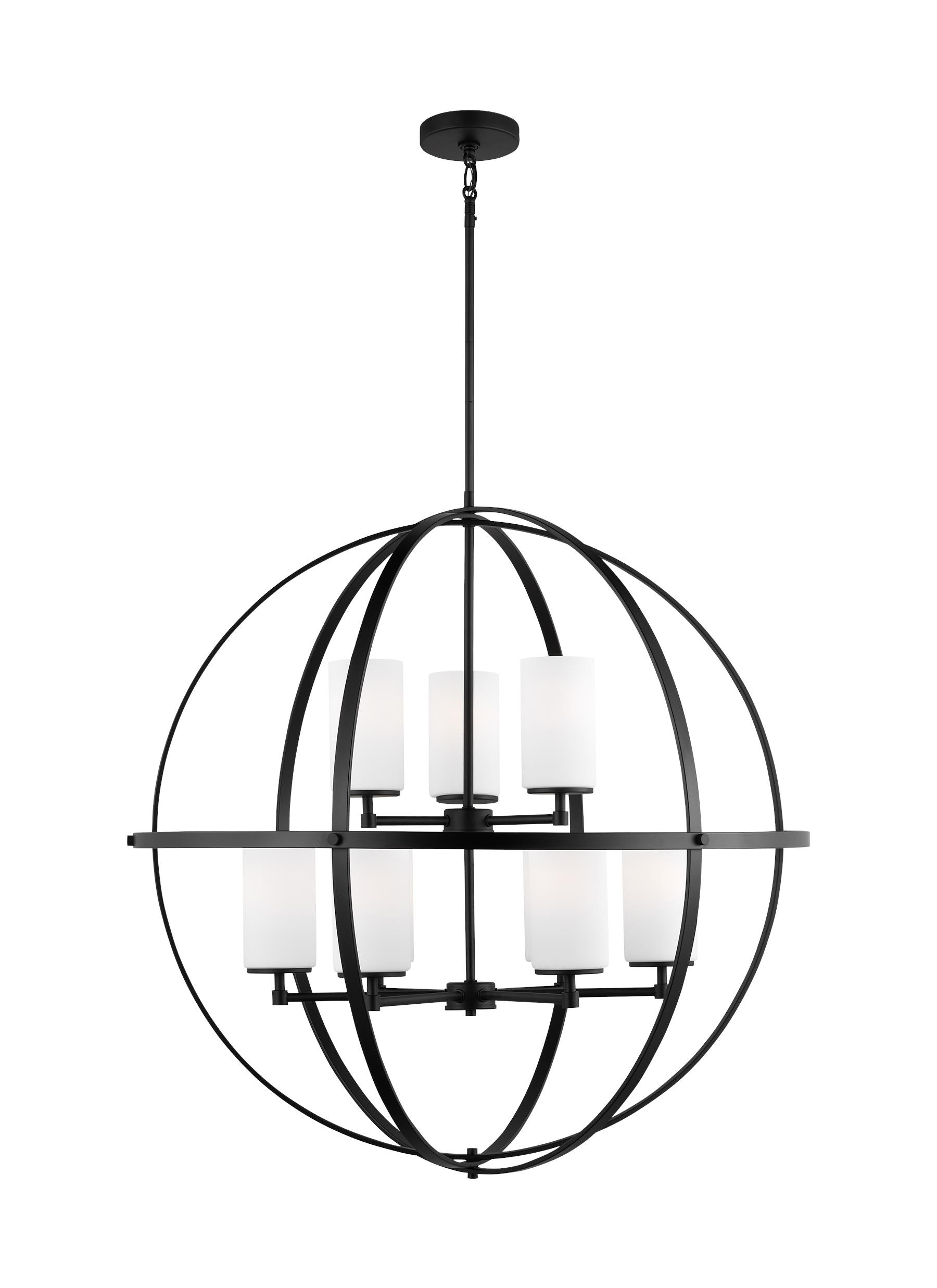 Generation Lighting Alturas 9 -Light Matte Black Modern/contemporary For Use in Dining Rooms, Foyers, Living Rooms Chandelier