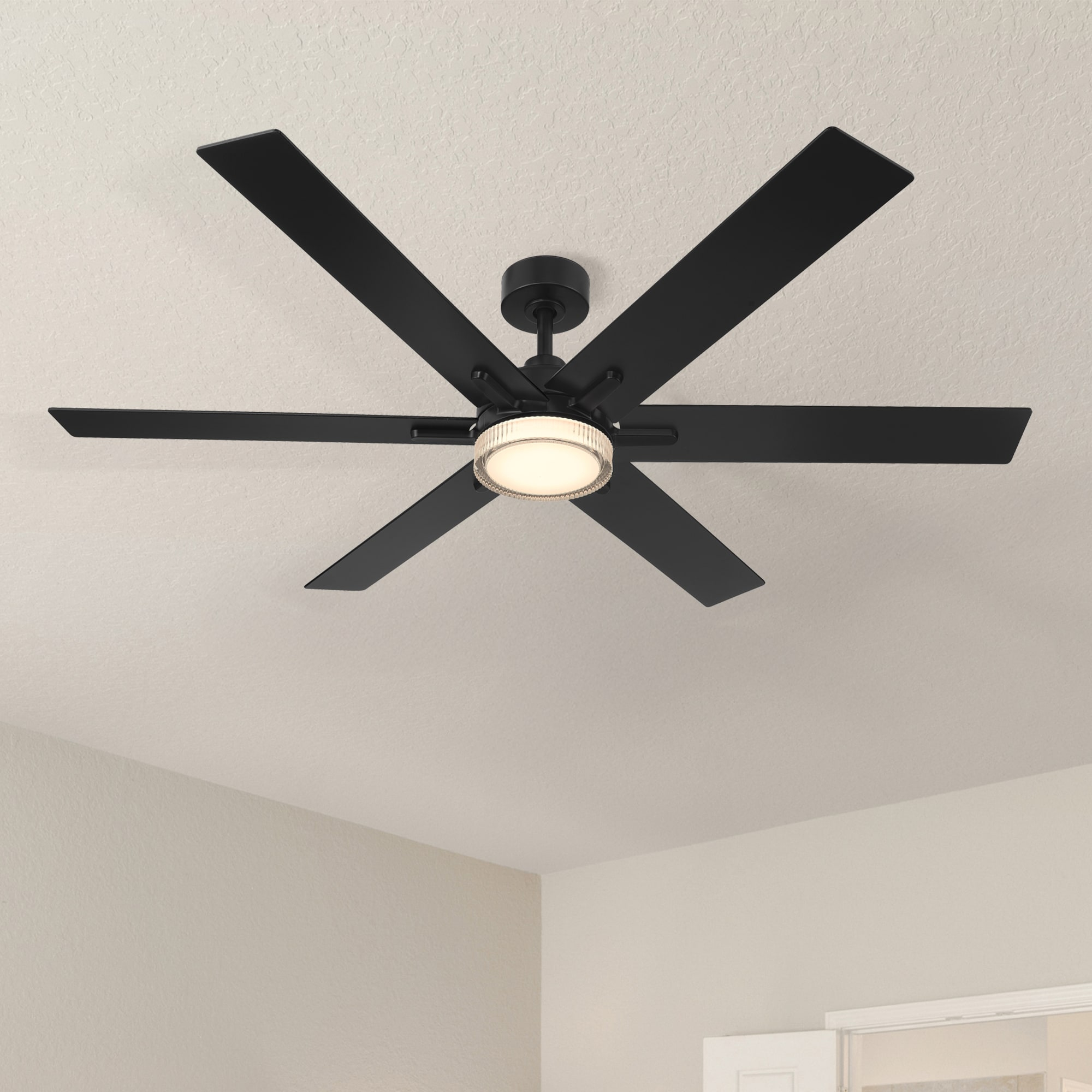 Chillion 60 in. Indoor/Covered Outdoor Matte Black LED Ceiling Fan with 5 CCT and 7 RGB Selections, Remote Included