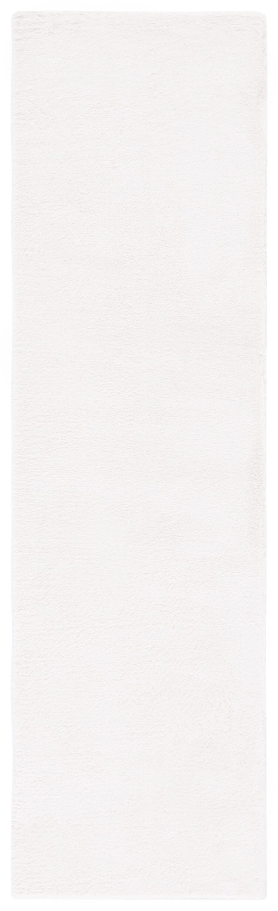 SAFAVIEH Faux Rabbit Fur David Solid Runner Rug, Off White, 2'3" x 8'