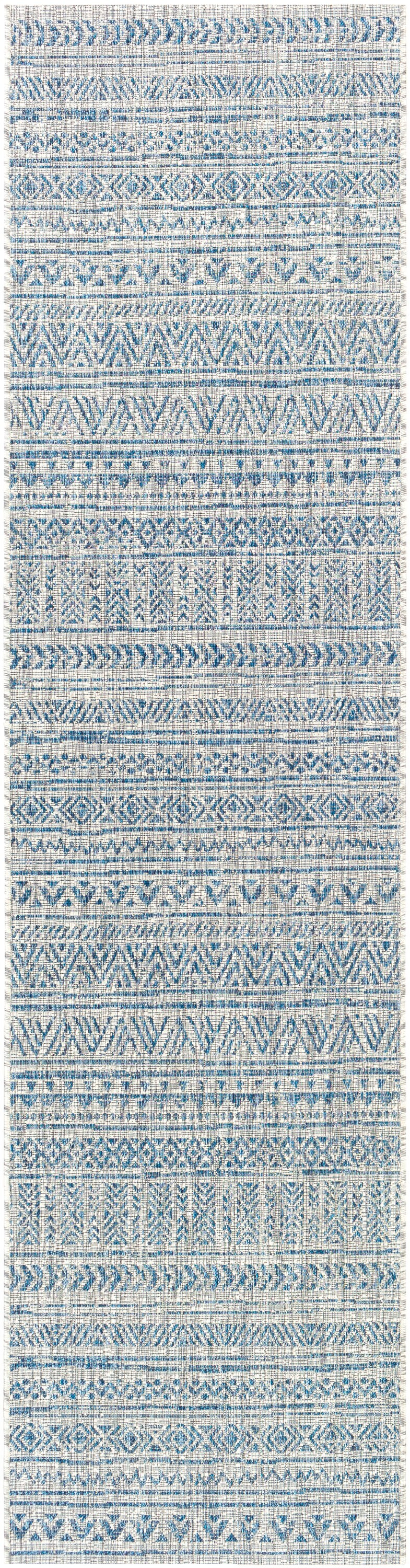 Livabliss Eagean 3 x 10 (ft) Polypropylene Aqua Rectangular Indoor/Outdoor Tribal Global Runner rug
