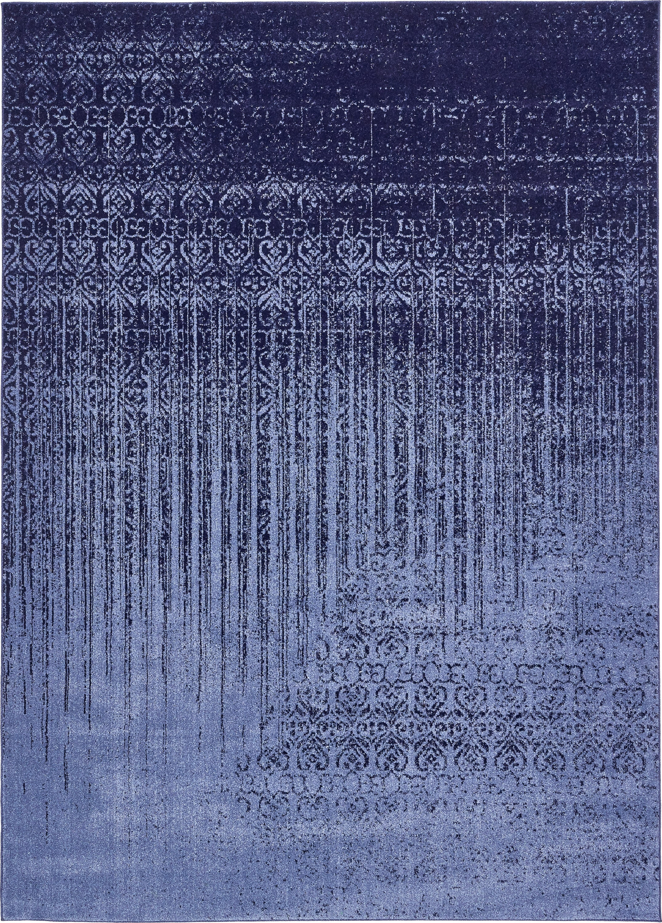 Unique Loom Jennifer Del Mar 8 x 11 (ft) Loomed Polypropylene Blue/Navy Blue Rectangular Indoor Stripe Industrial Area rug