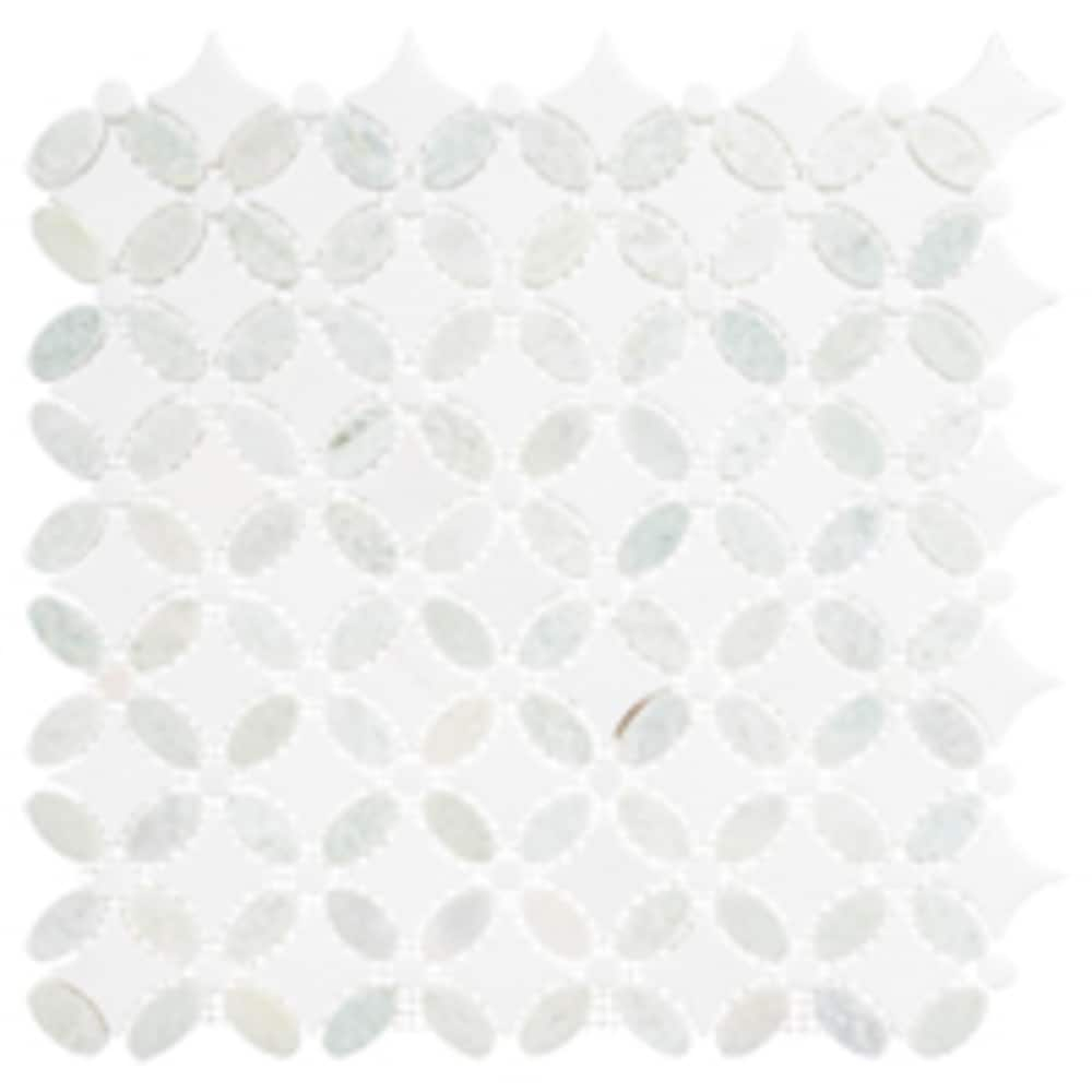 SAMPLE-Martha Zummer White Novelty Marble Look Glossy Natural Stone Mosaic Wall & Floor Tile