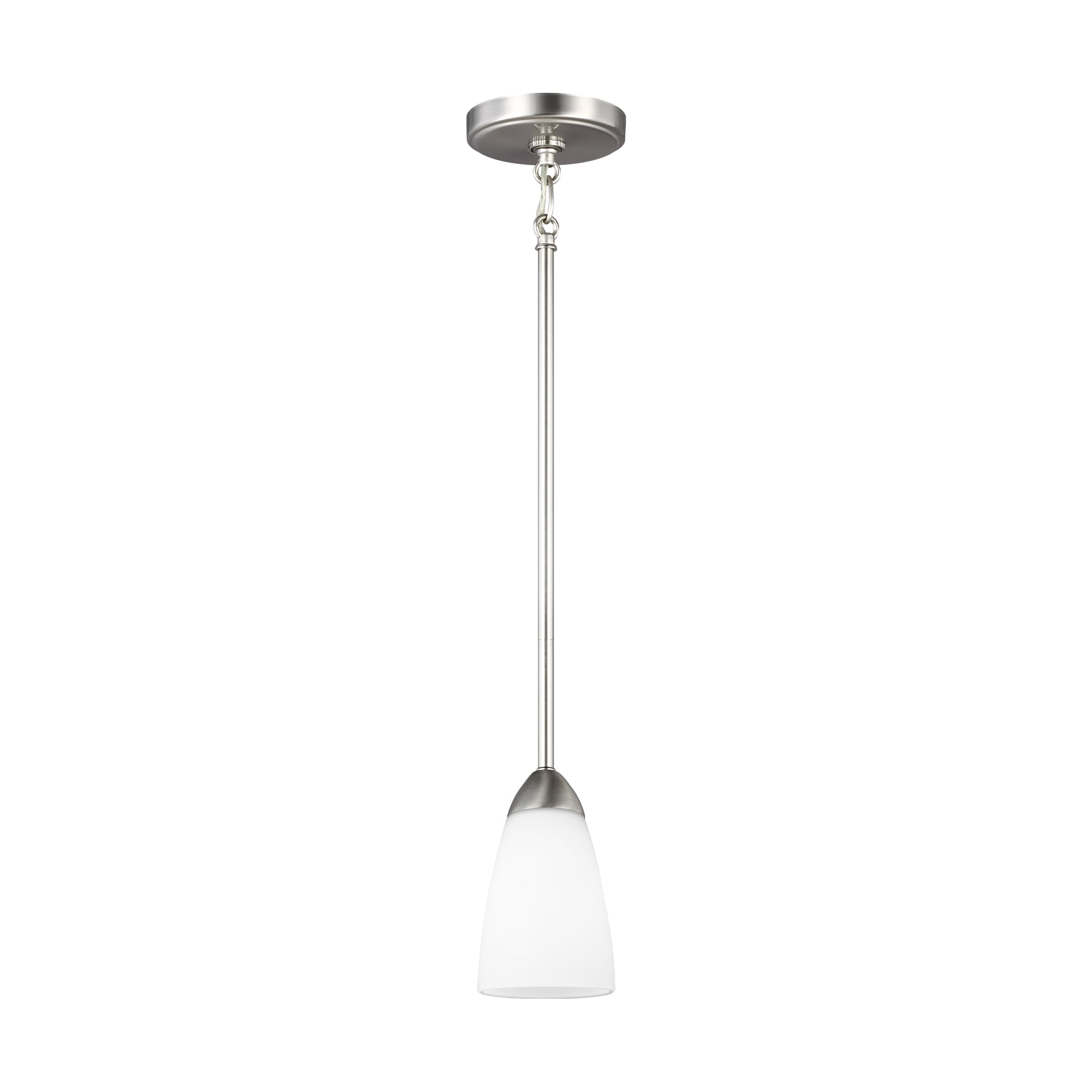 Seville Brushed Nickel 4" Mini Pendant with Etched White Glass
