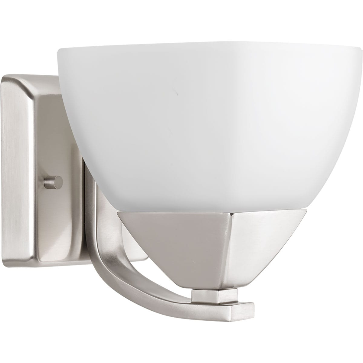 Progress Lighting, Appeal Collection, 1-Light Wall Sconce, Brushed Nickel, Etched White Glass Shade