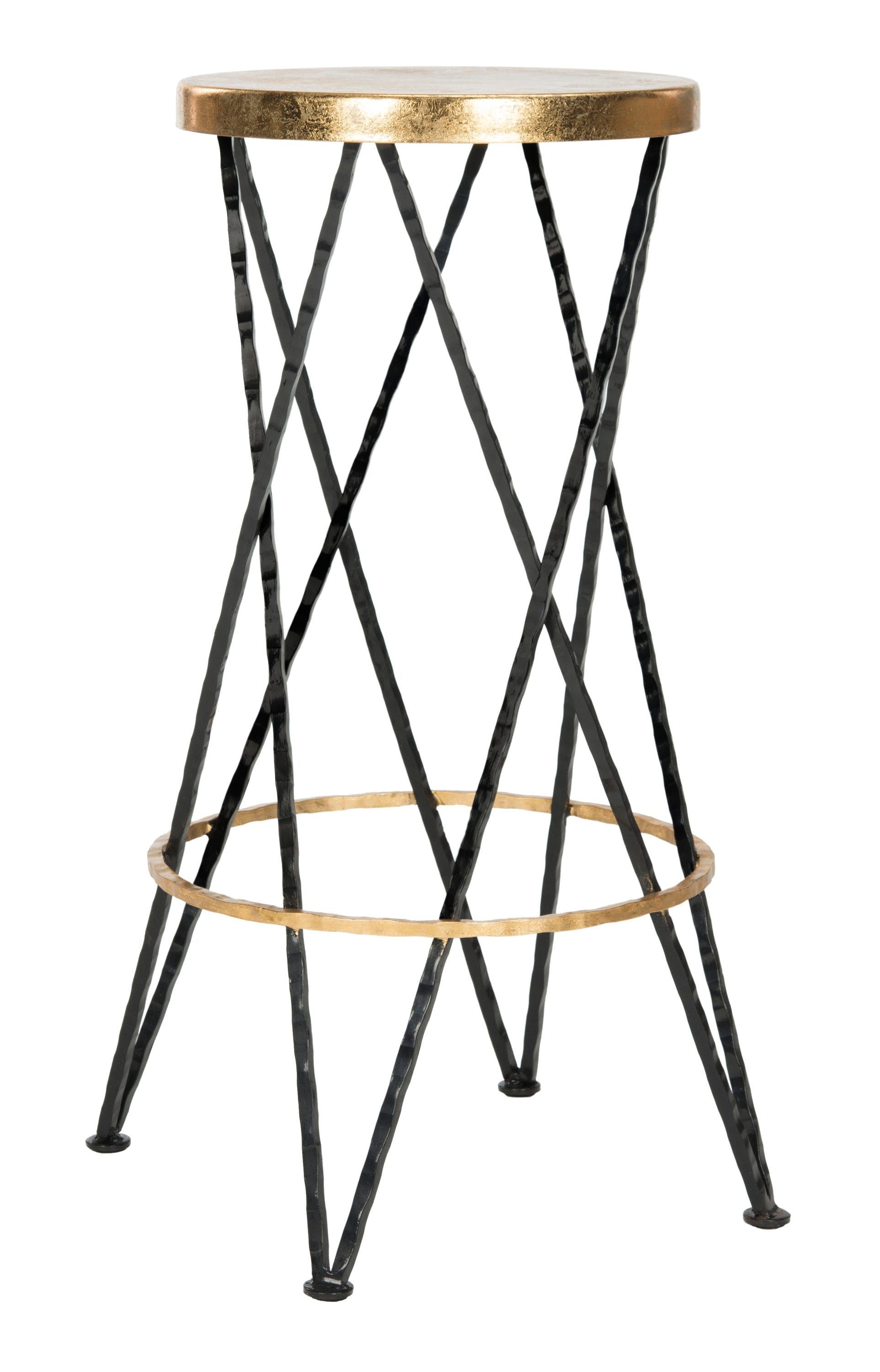SAFAVIEH Hester Mid-Century Retro Round Top Bar Stool, Black/Gold