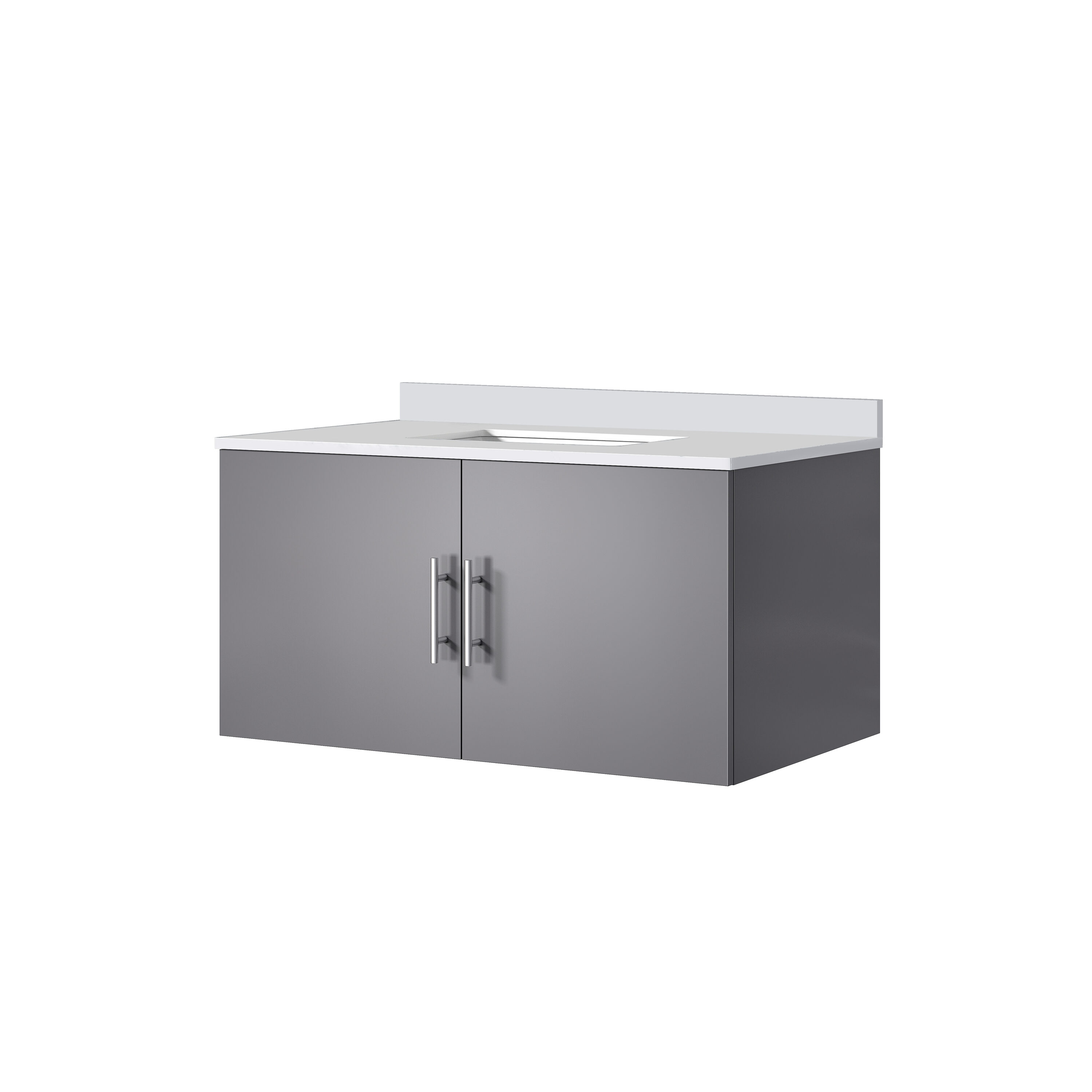 Geneva 36 in. W Dark Grey Bath Vanity and Cultured Marble Top