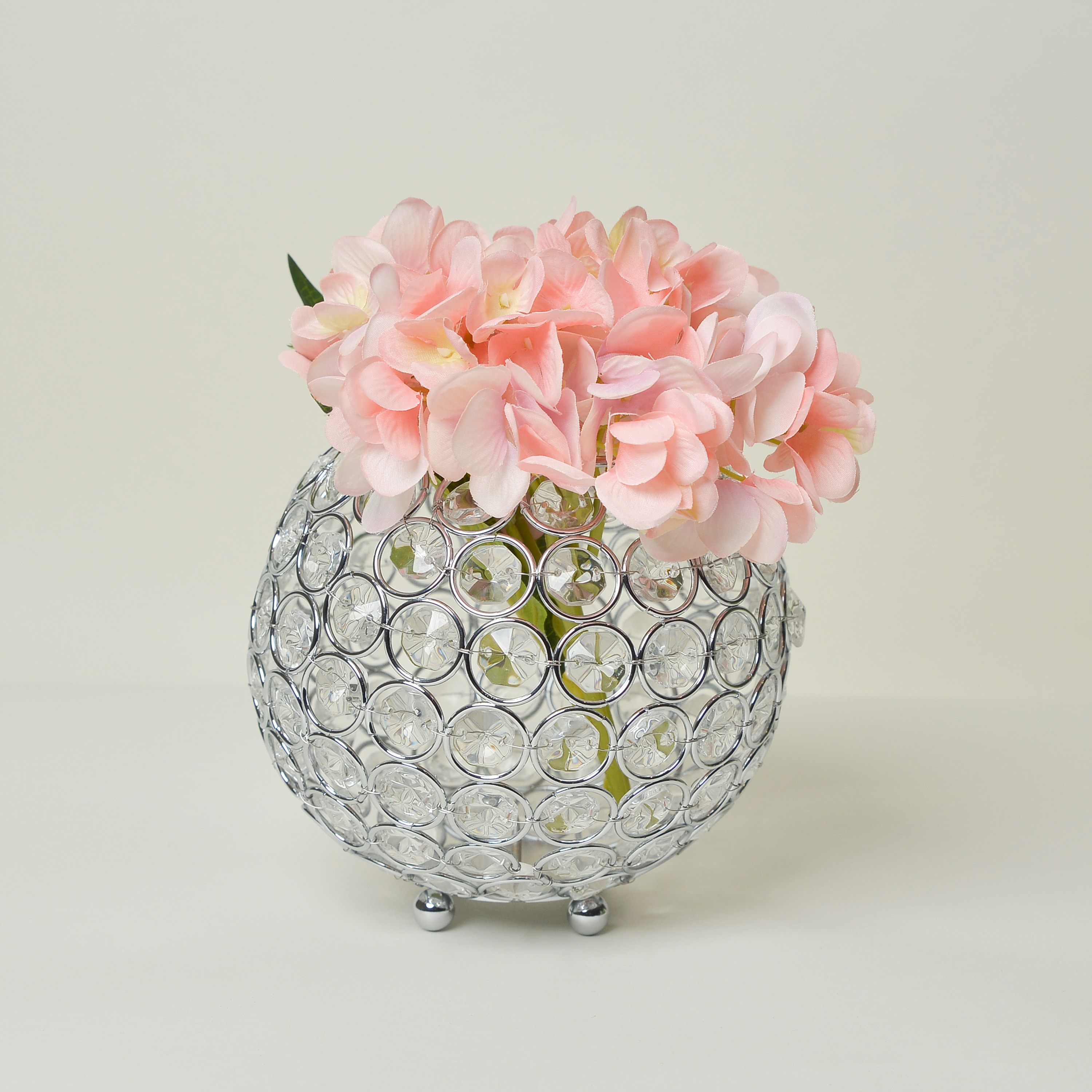 Elegant Designs 5.5" Elipse Crystal Circular Bowl Candle Holder, Flower Vase, Wedding Centerpiece, Chrome