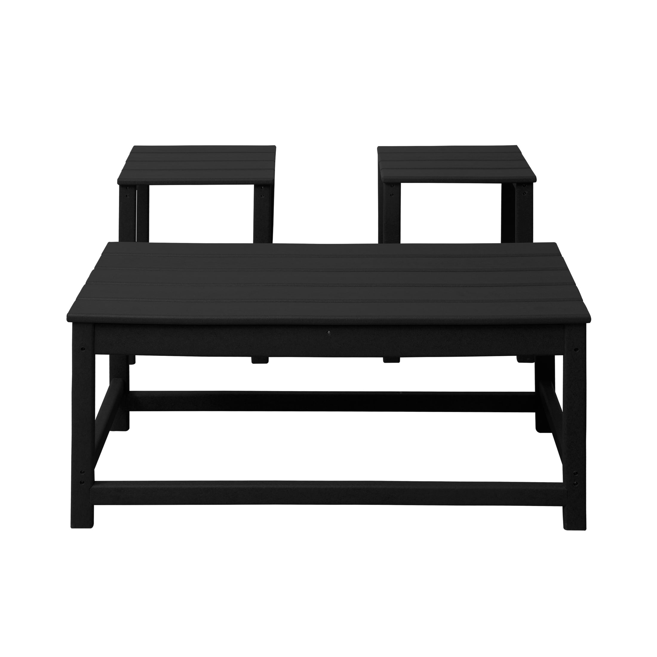 Polytrends  Laguna Hdpe All Weather Outdoor Patio Coffee And Side Tables (3-Piece Set) Black