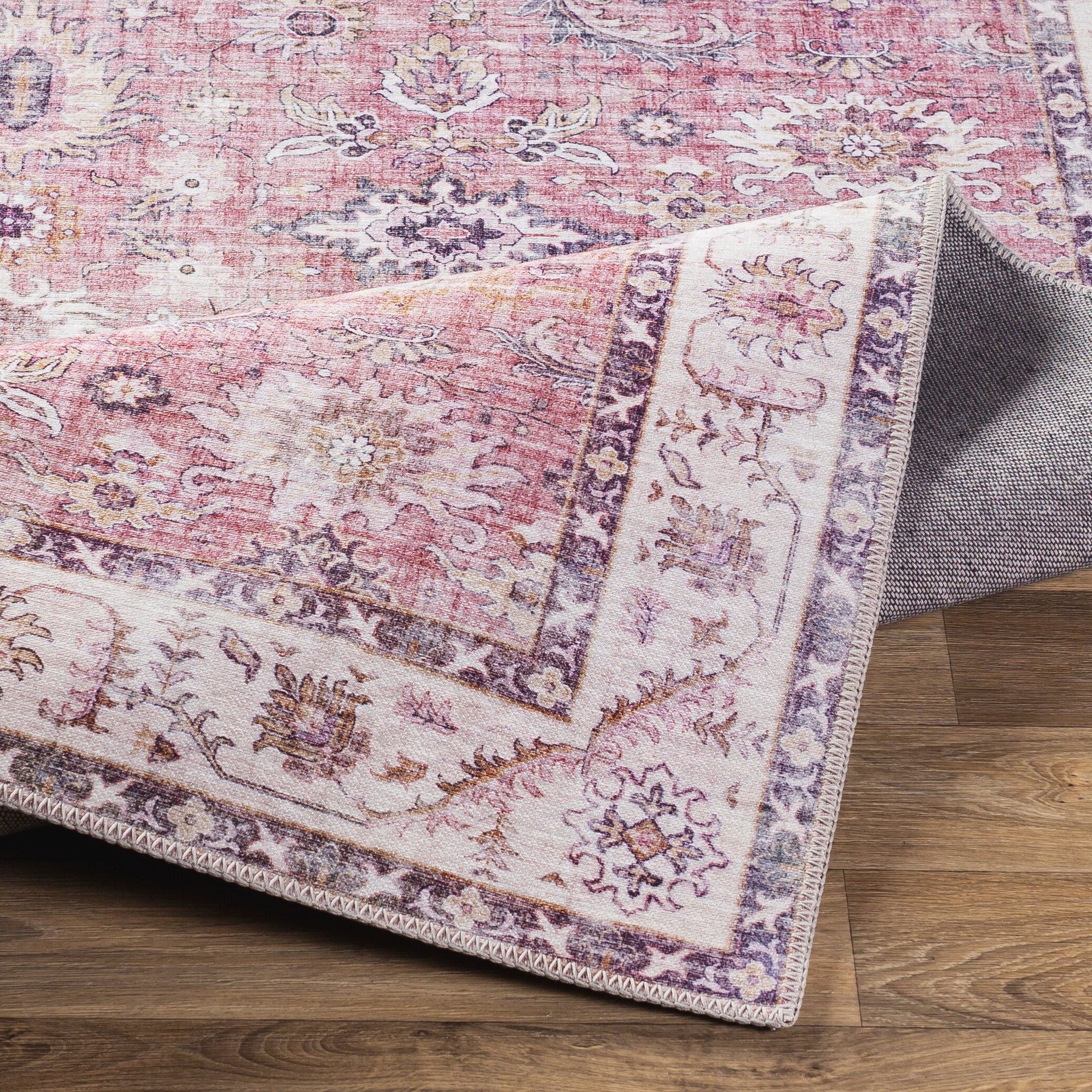 Livabliss Iris 9 x 12 (ft) Loomed Synthetic Garnet Rectangular Indoor Distressed/Overdyed Vintage Area rug