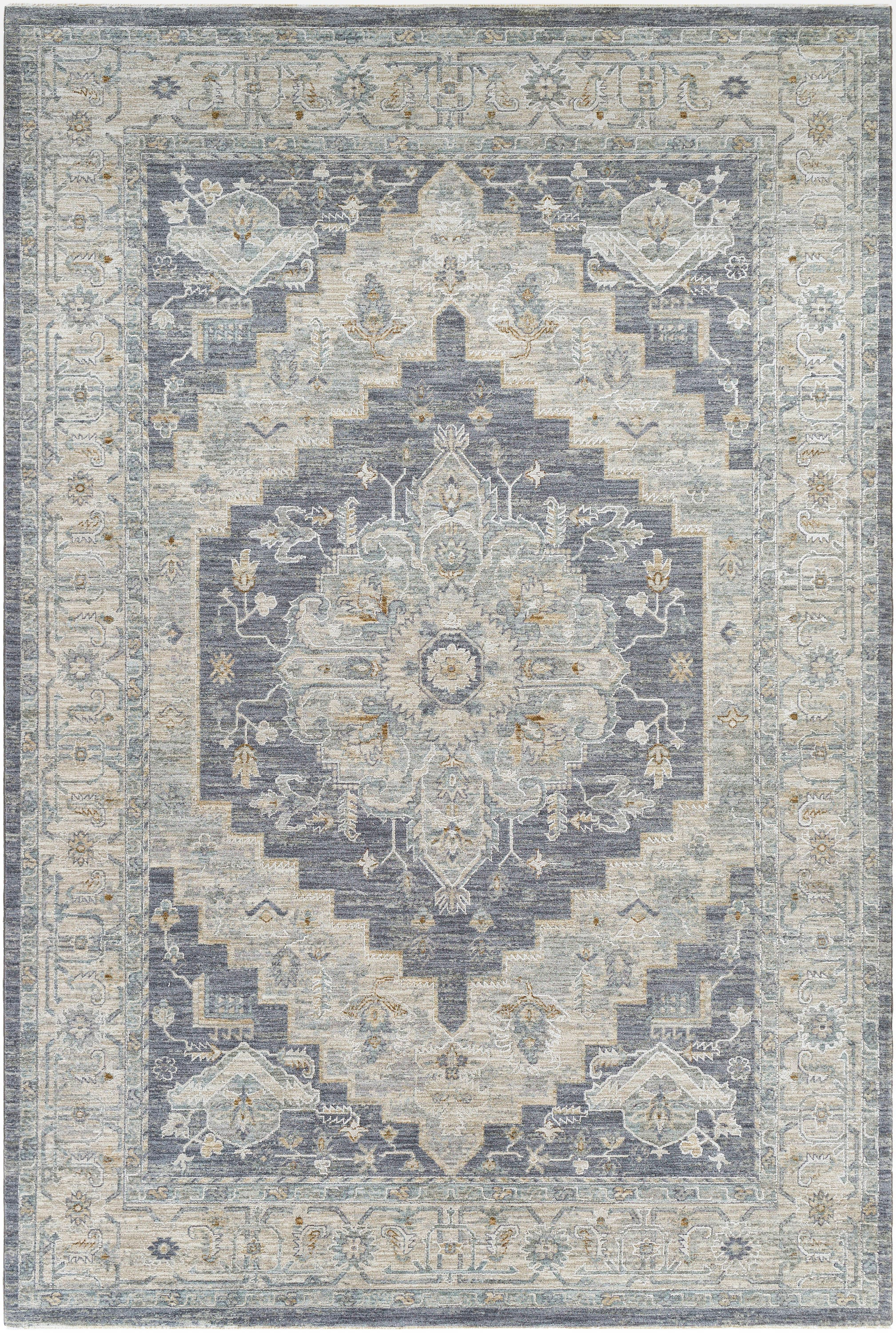 Avant Garde Gray Synthetic 6'7" x 9'6" Easy Care Area Rug