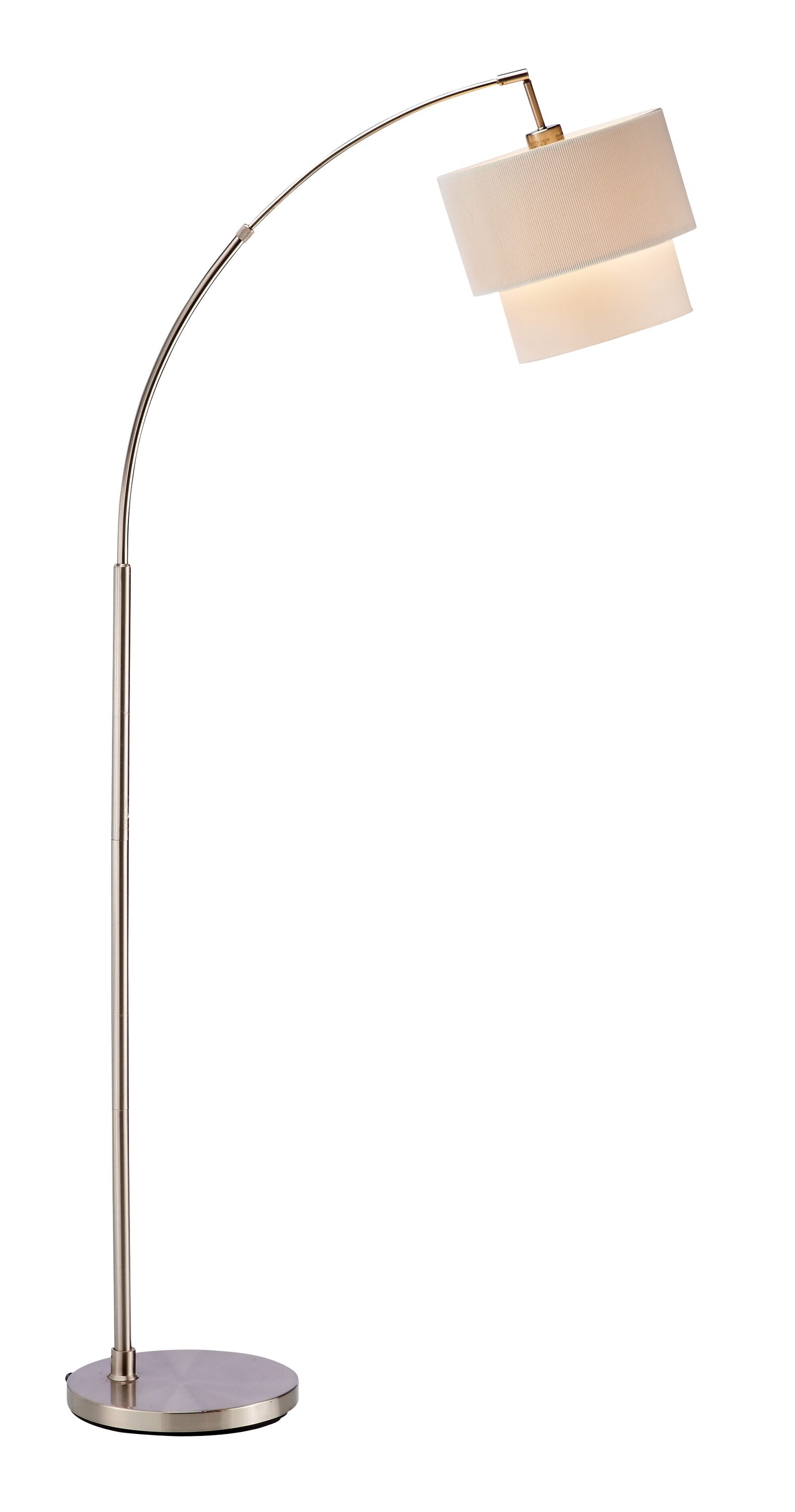 Adesso Home Gala Arc Modern Adjustable Standing Silver Floor Lamp with Shade