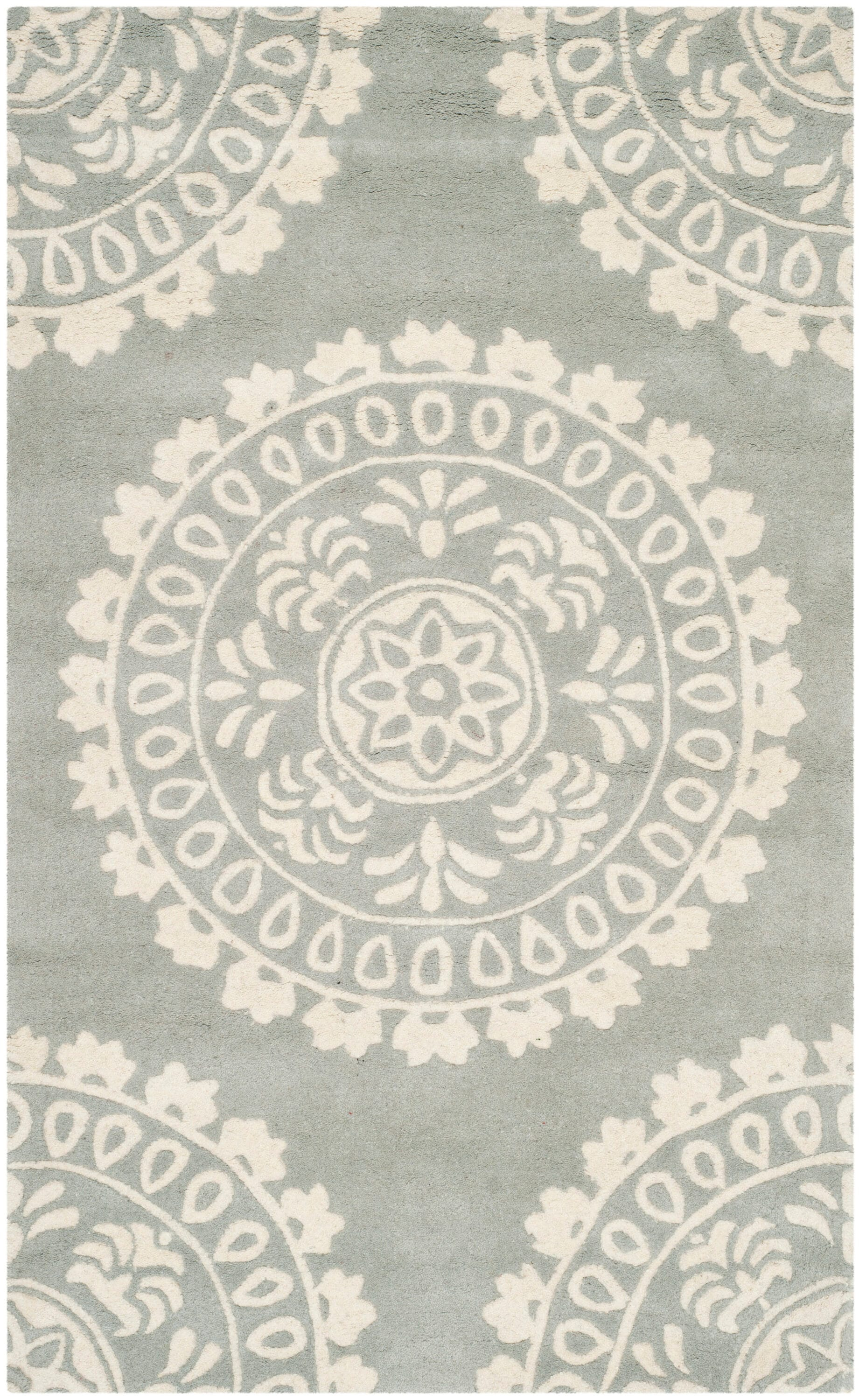 Gray Hand-Tufted Wool Rectangular Area Rug