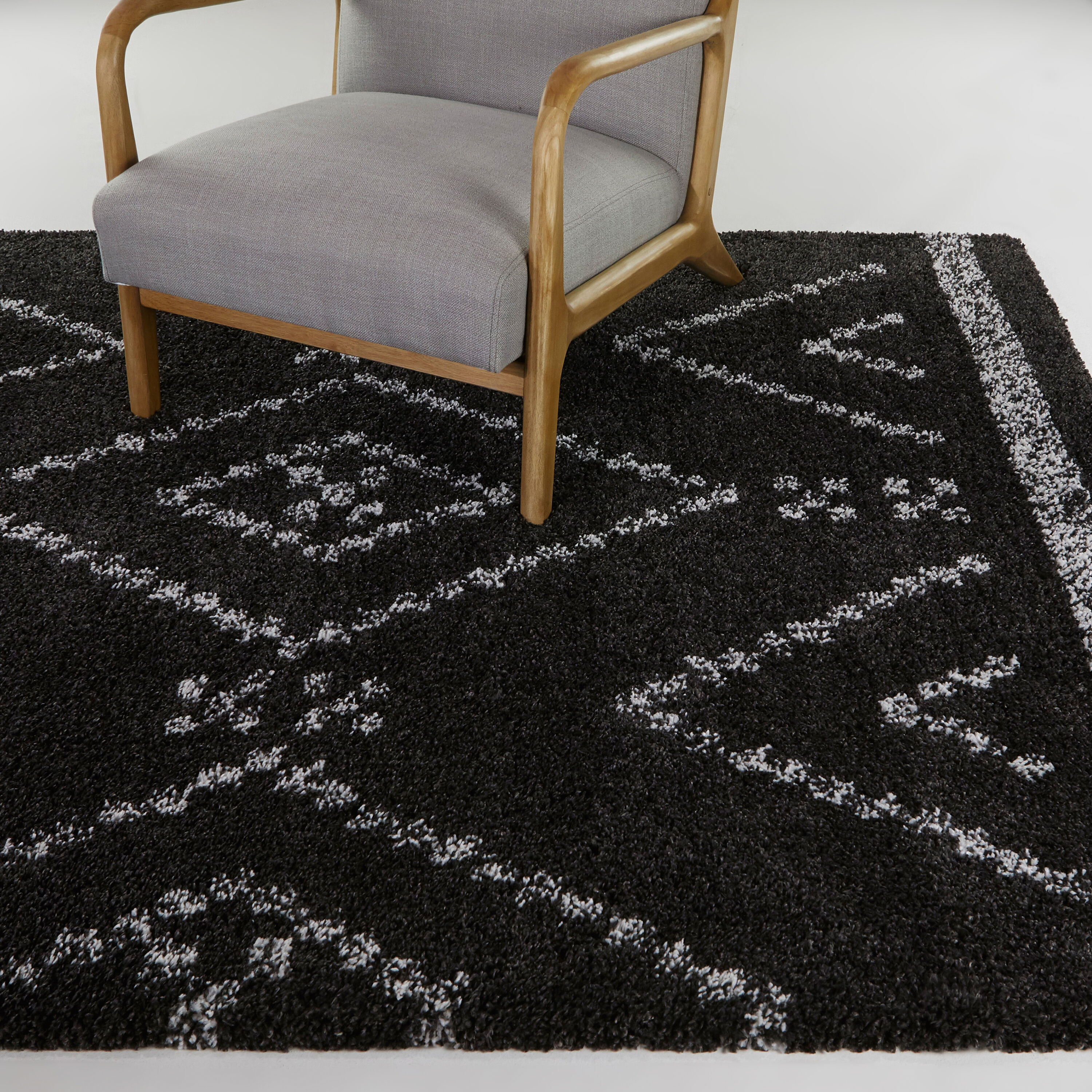 Balta Culver Southwestern Diamond Shag Area Rug Charcoal 5'3" x 7' 5' x 8' Blue, Cream, Black