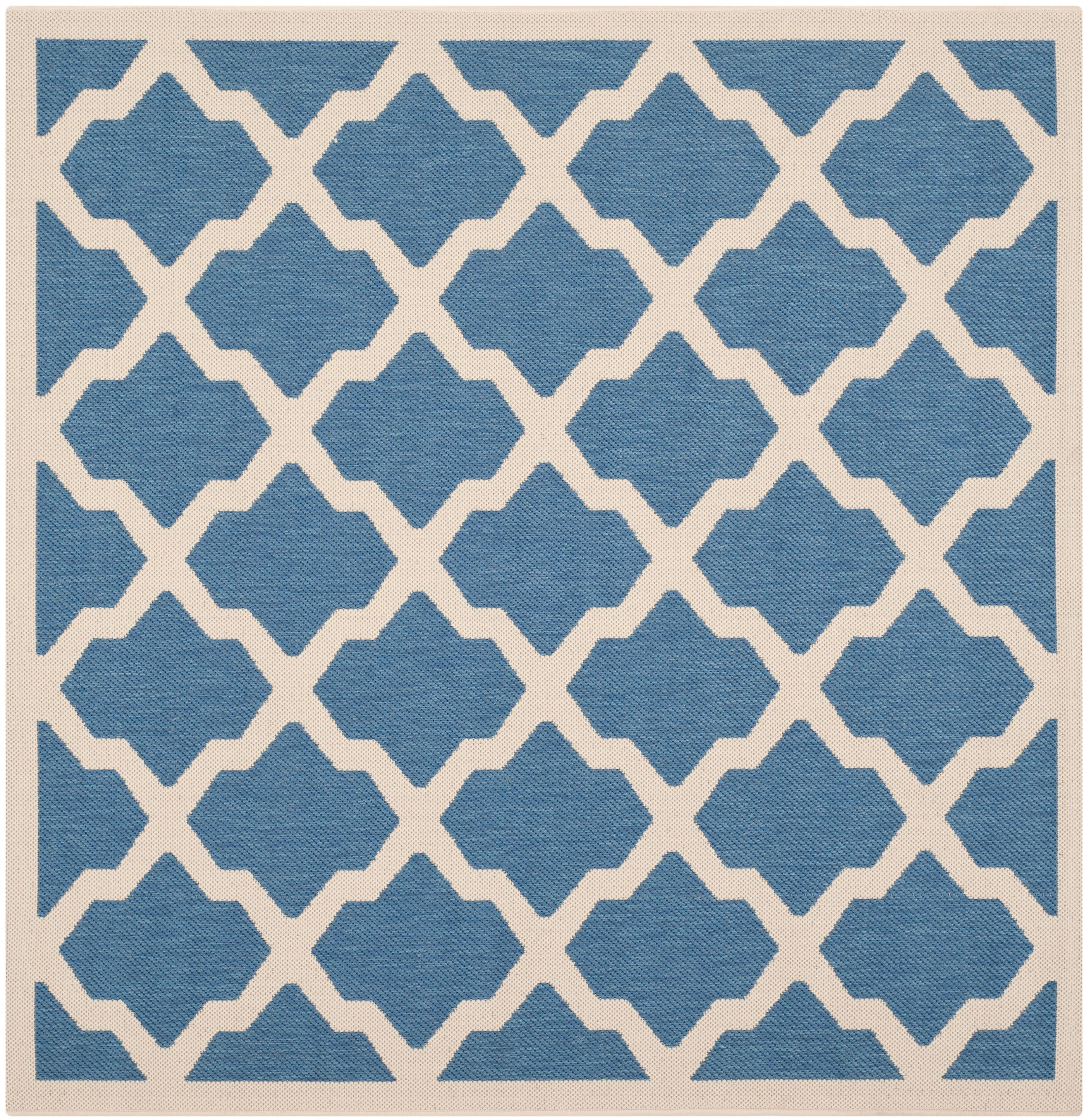 Safavieh Courtyard Amber Quatrefoil Indoor/Outdoor Area Rug, 4' x 4' Square, Blue/Beige