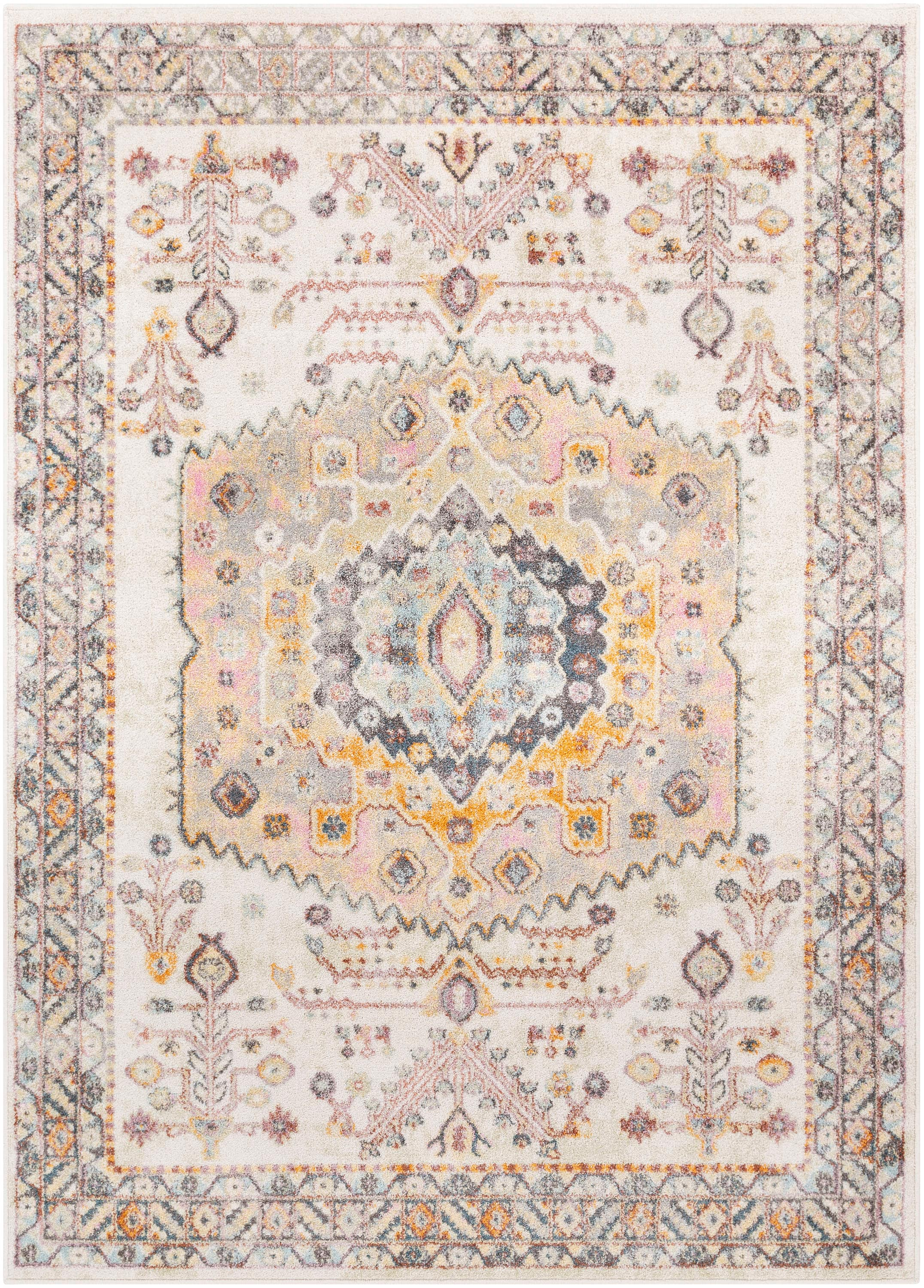 Gray Spot Medium Pile Synthetic Area Rug, 5'3" x 7'3"