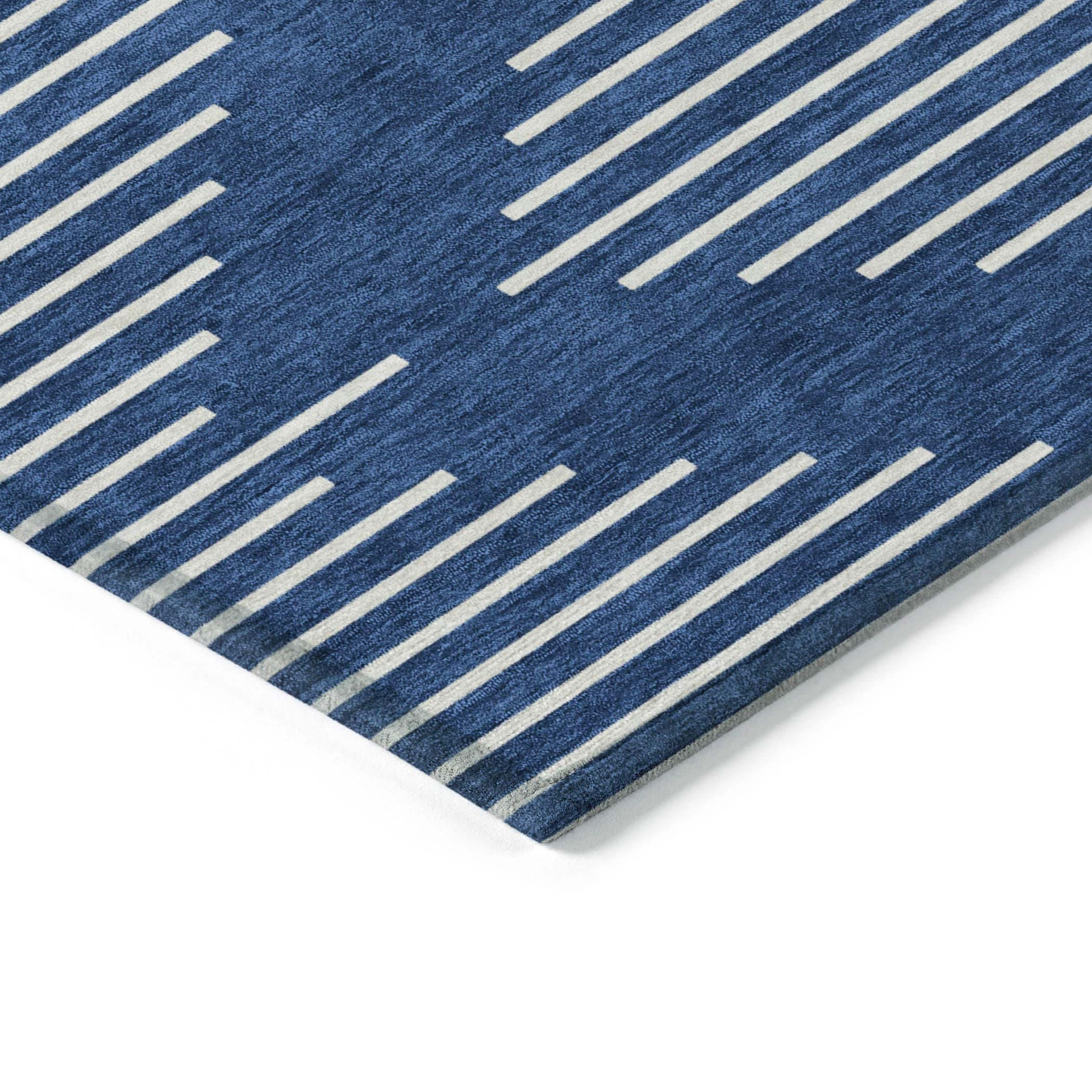Navy Rectangular Washable Synthetic Flat Woven Rug, 2'6" x 3'10"