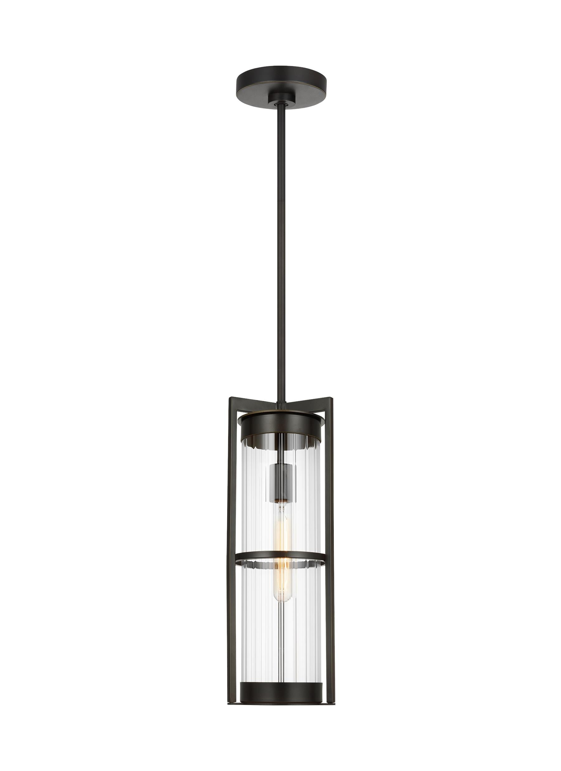 Antique Bronze 61.5" Outdoor Pendant with Clear Fluted Glass Shade