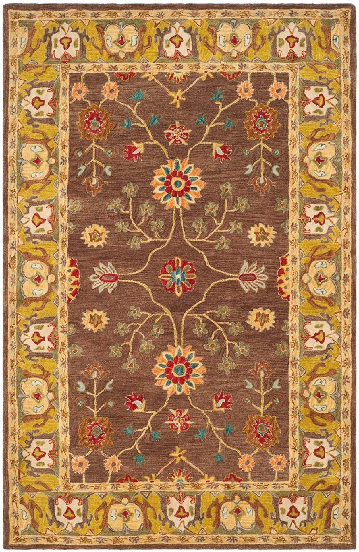 SAFAVIEH Anatolia Sandy Floral Area Rug, Brown/Gold, 6' x 9'