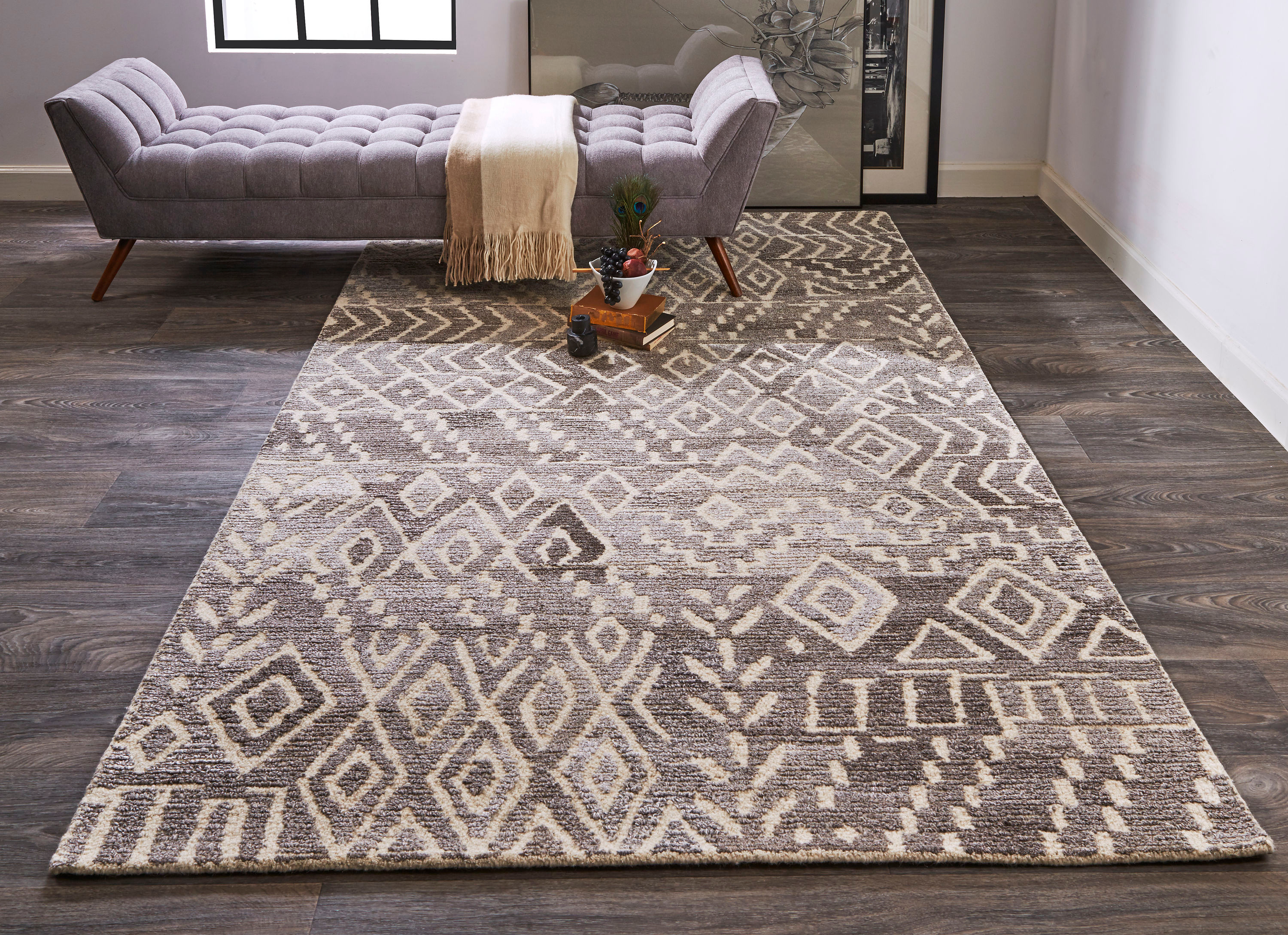 Feizy Asher Transitional Distressed, Gray/White, 8' x 10' Area Rug Sheen Fade Resistant Bohemian & Eclectic Abstract Design Carpet for Living Dining Bed Room