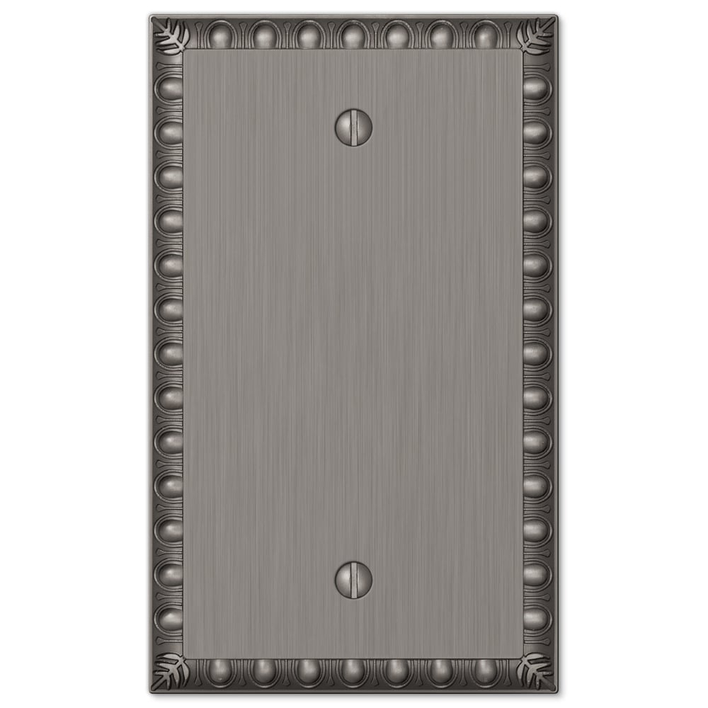 Amerelle Egg & Dart Single Blank Cast Metal Wallplate in Antique Nickel