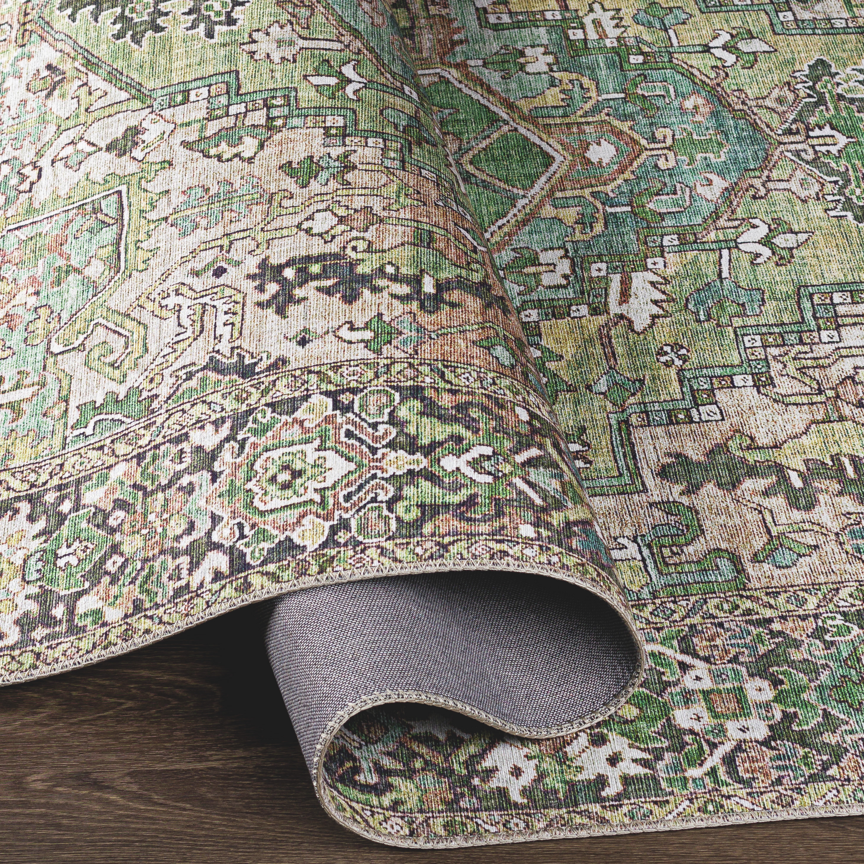 Reversible Easy-Care Blue Synthetic 5' x 7' Area Rug