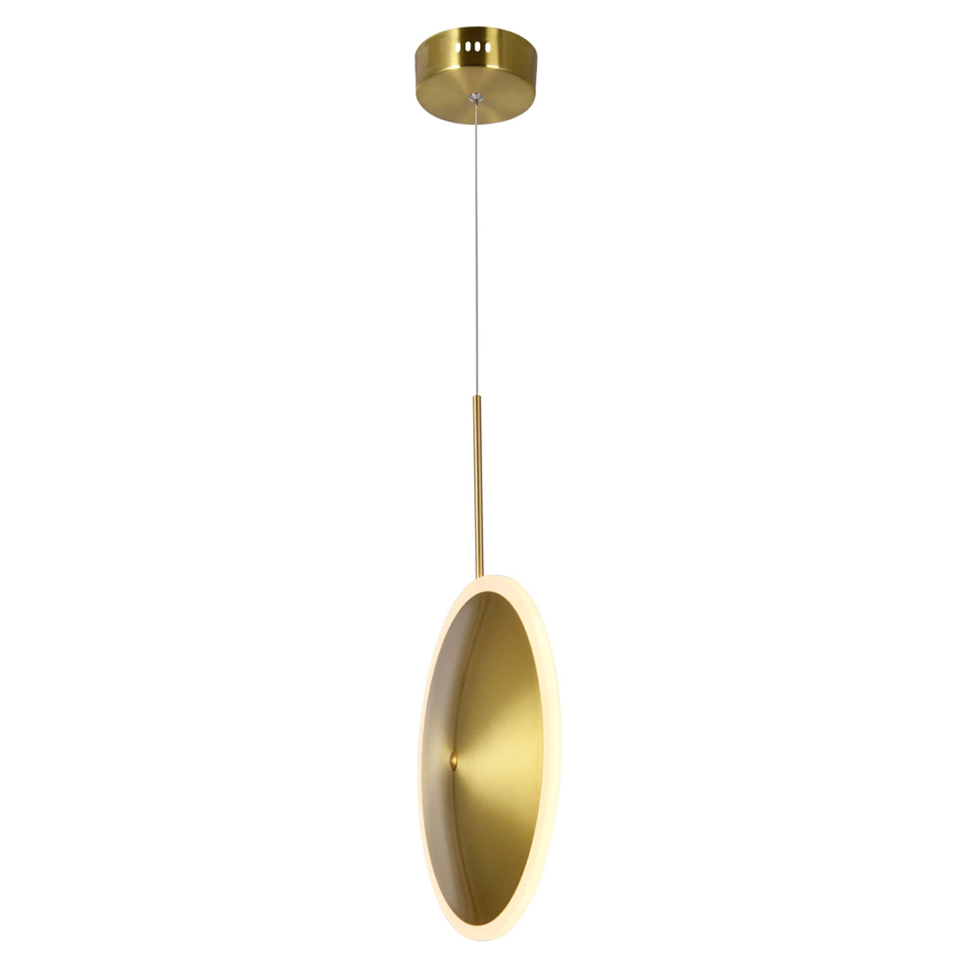 Ovni 12" Brass Contemporary LED Mini Pendant Light