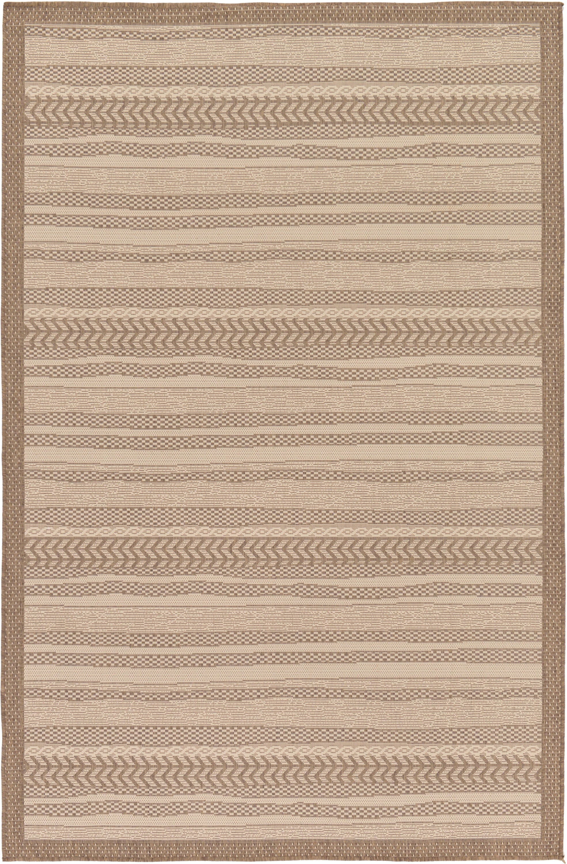 Unique Loom Lines Outdoor 5 x 8 (ft) Loomed Polypropylene Brown/Beige Rectangular Indoor/Outdoor Geometric French Country Area rug