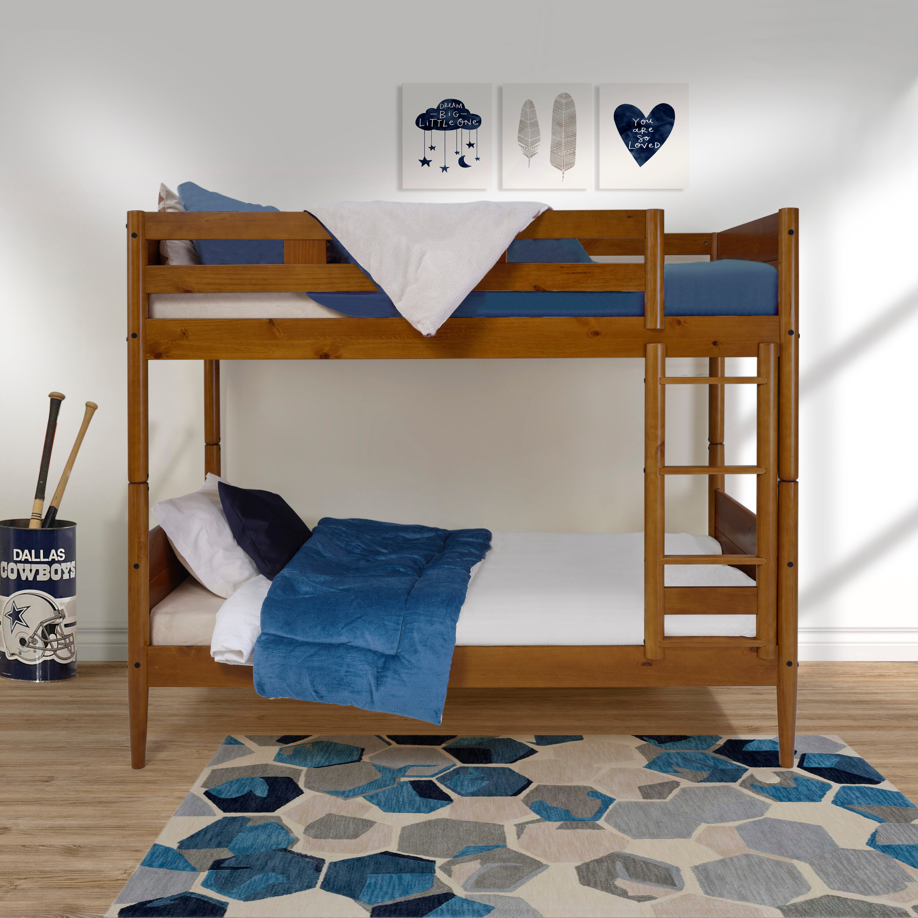 Mid Century Modern Bunk Bed Twin over Twin - Castanho Finish