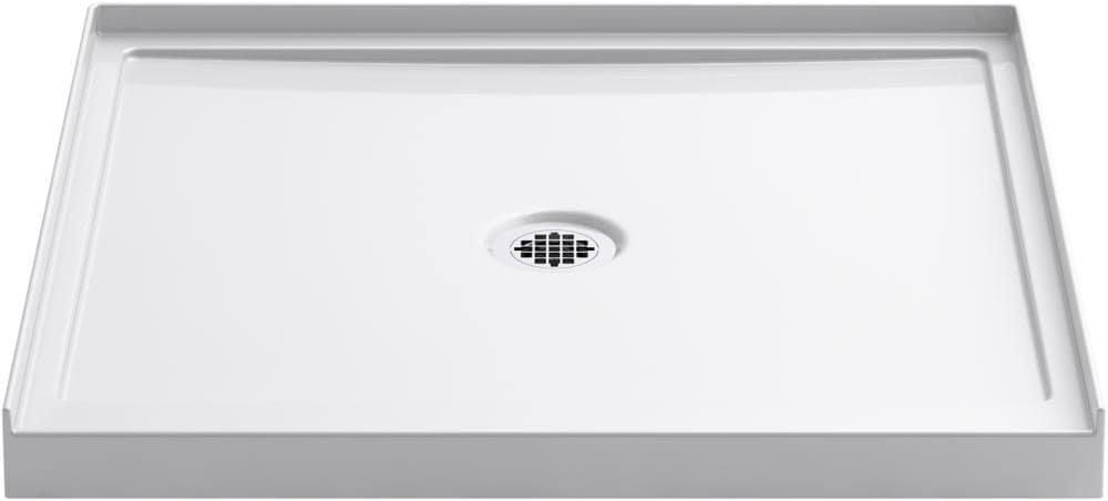 White Acrylic Single-Threshold Shower Base with Center Drain, 36" x 34"