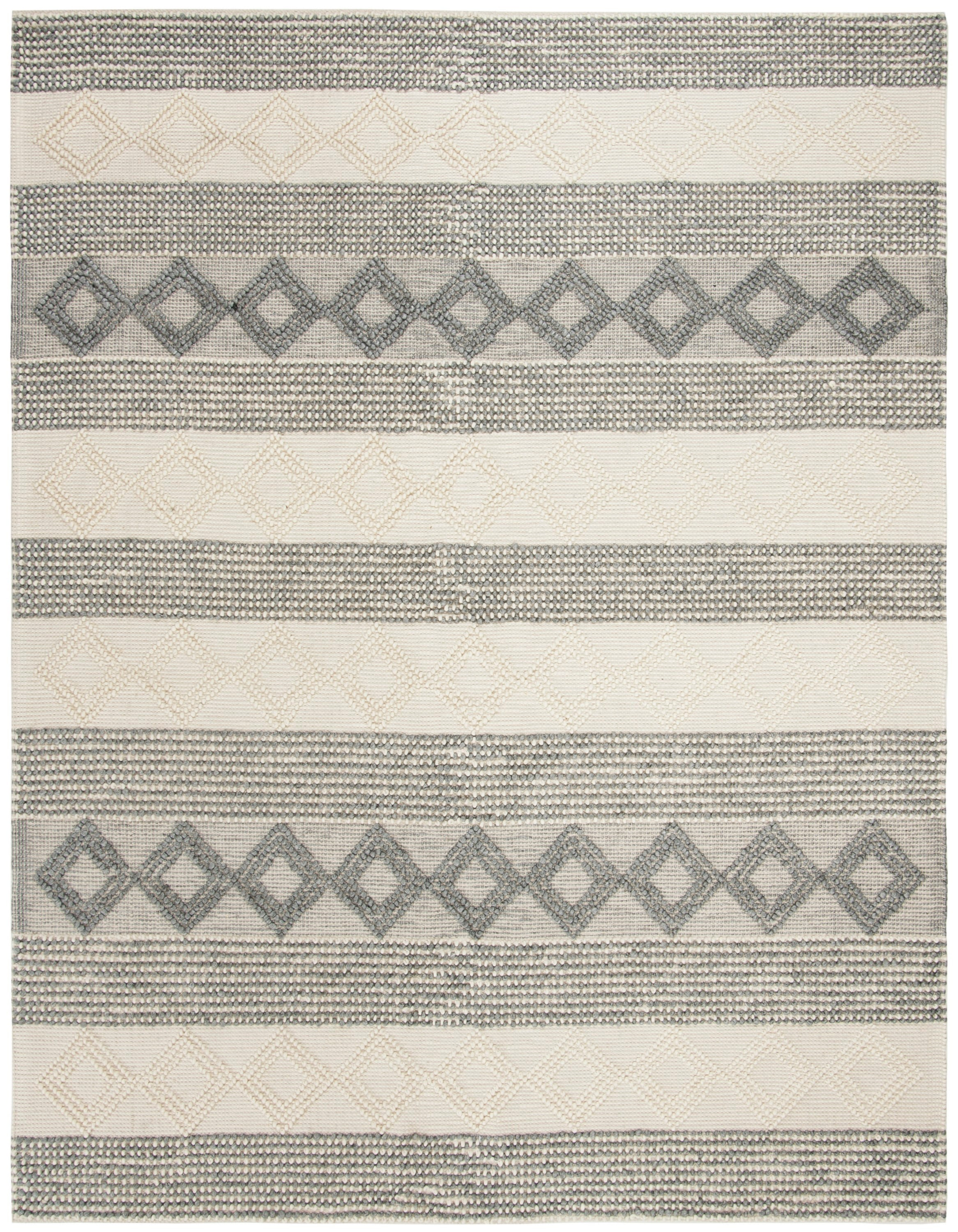 SAFAVIEH Natura Tamsen Geometric Striped Area Rug, Grey/Ivory, 10' x 14'