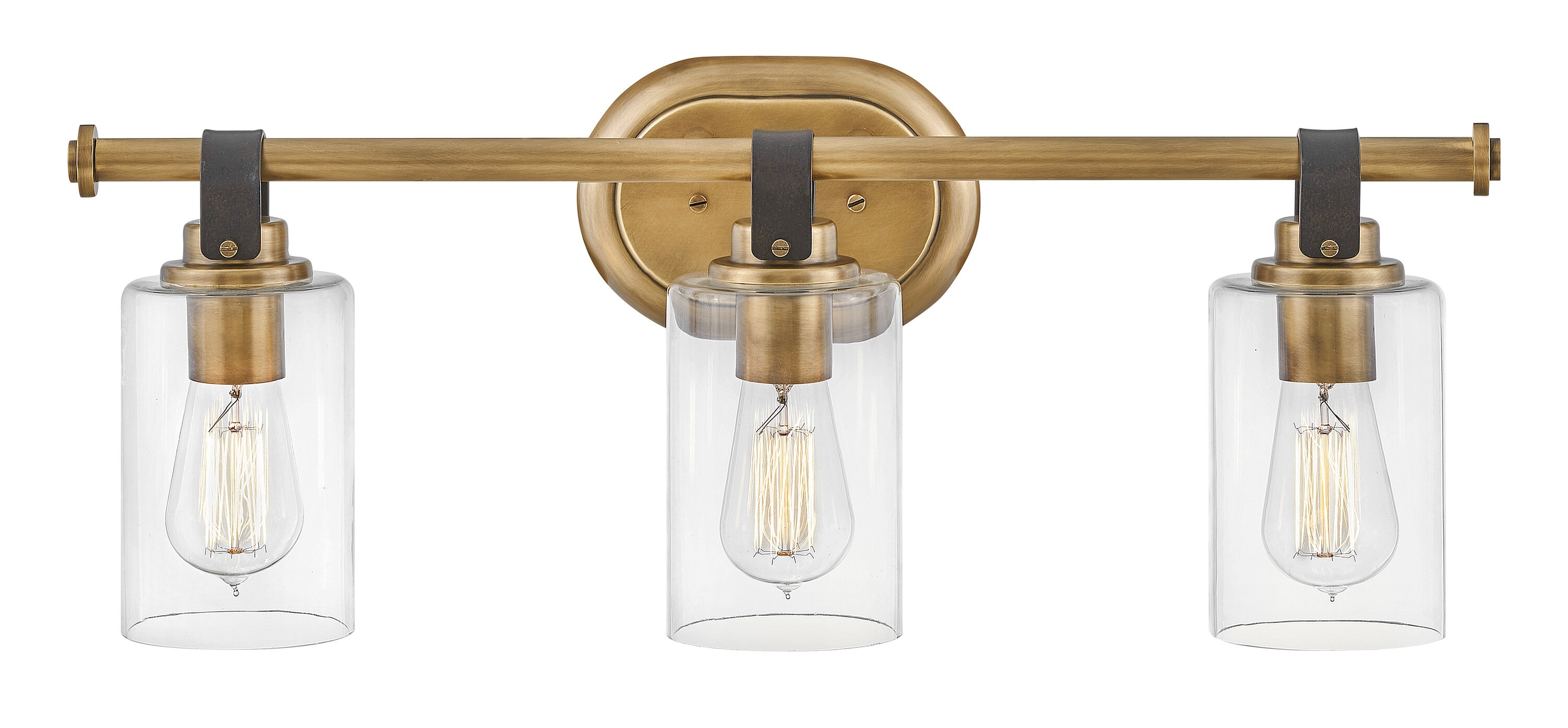 Heritage Brass 3-Light Vanity Light with Clear Glass Shades