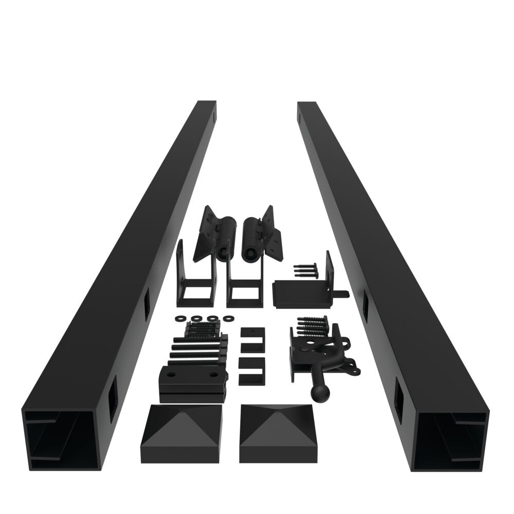 5-ft 3 Rail Aluminum Fence Adjustable Gate Kit Black