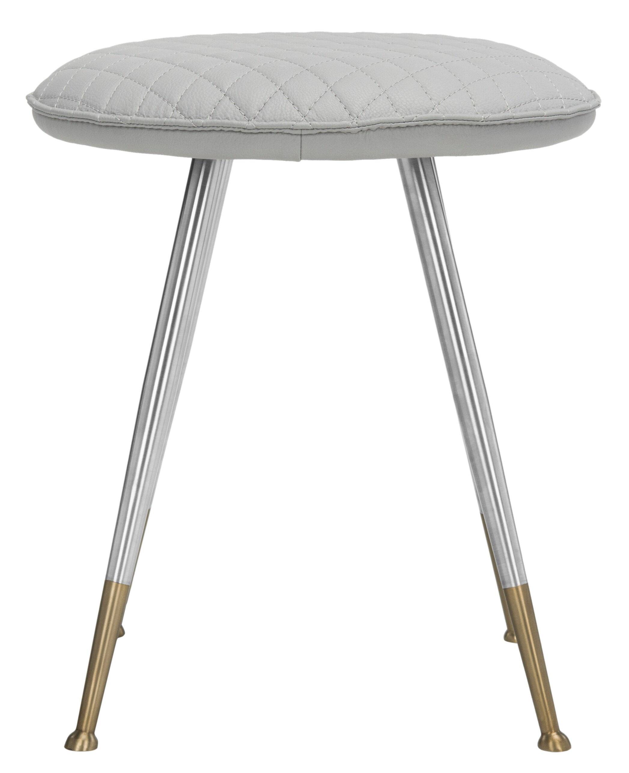 SAFAVIEH Brinley 30"H Mid Century Modern Stool, Light Grey/Silver