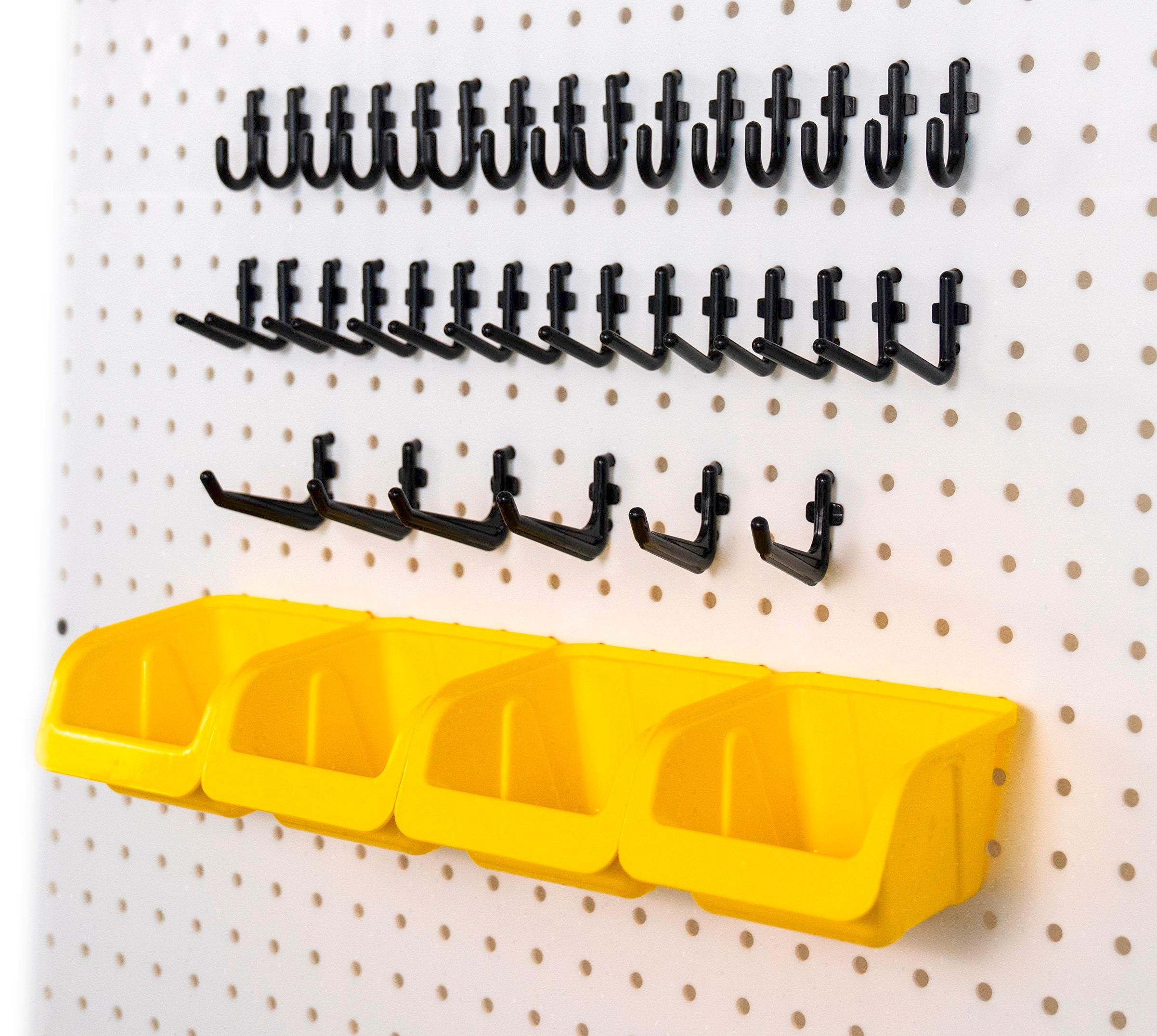 Wall Peg Hook Kit - L Style Pegboard Hooks Tool Storage Garage Organizer Choice Black or White Pegs