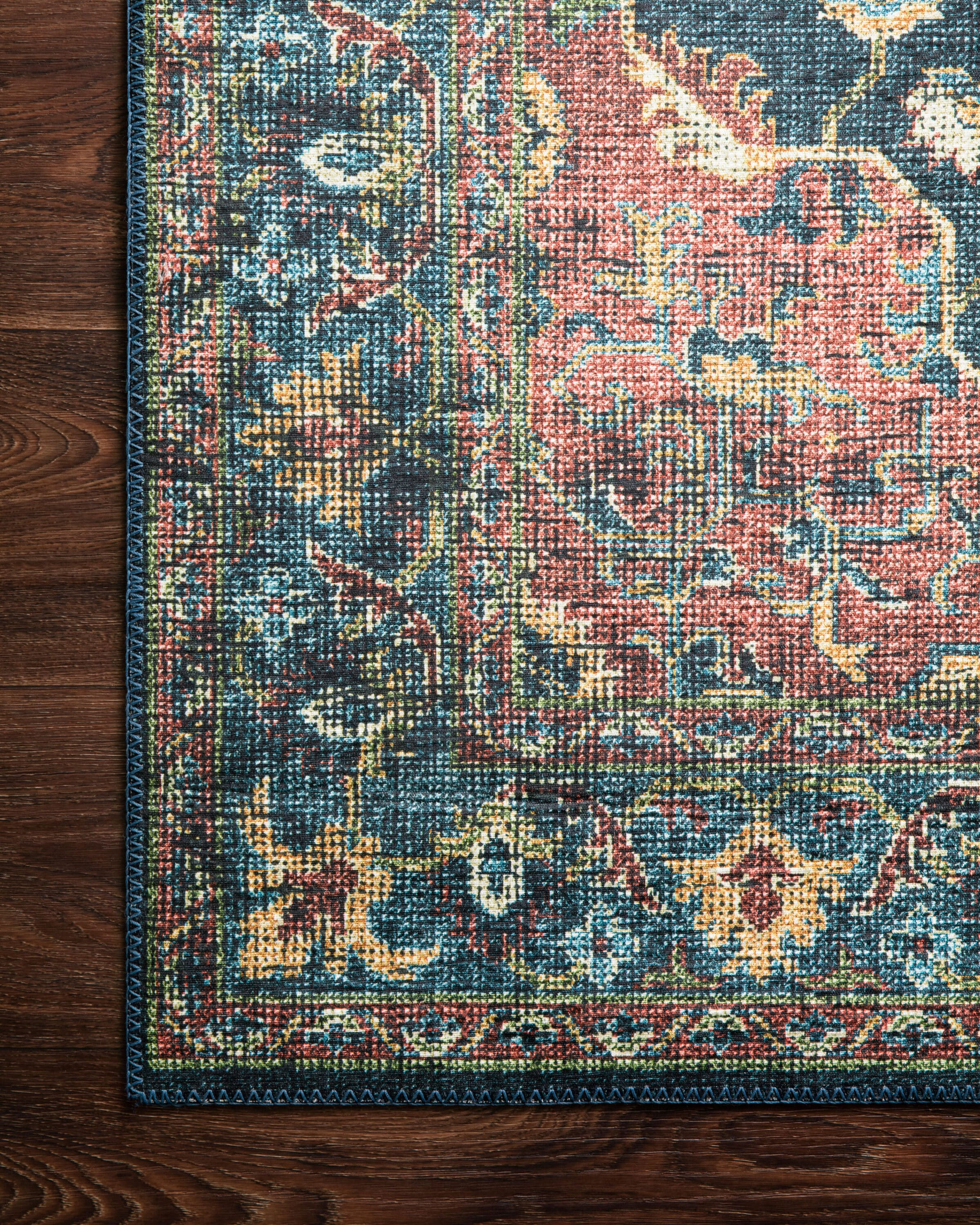 Loloi Skye Collection SKY-08 Denim/Brick 6'-0" x 6'-0" Round Area Rug