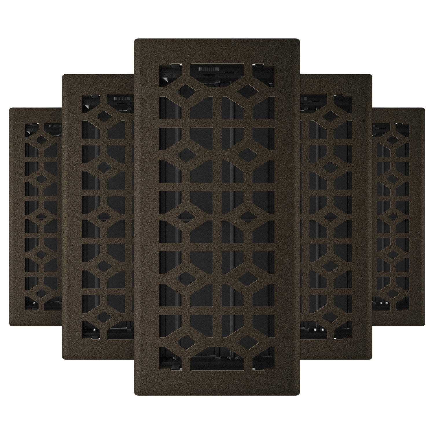 4in x 10in Templar Style Bronze Age Metal Heating and Cooling Air Floor Register (5 PACK) - Overall 5 1/4" x 11 1/4"