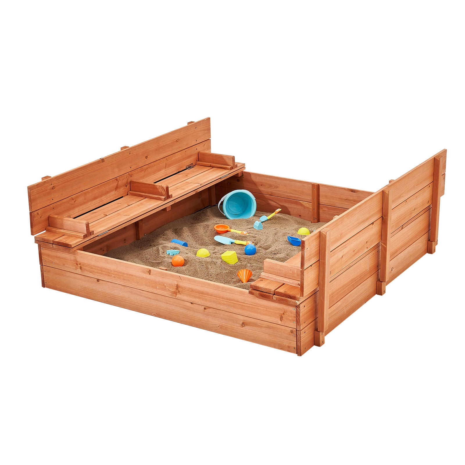 VEVOR 52.4-in x 47.2-in Brown Square Wood Sandbox