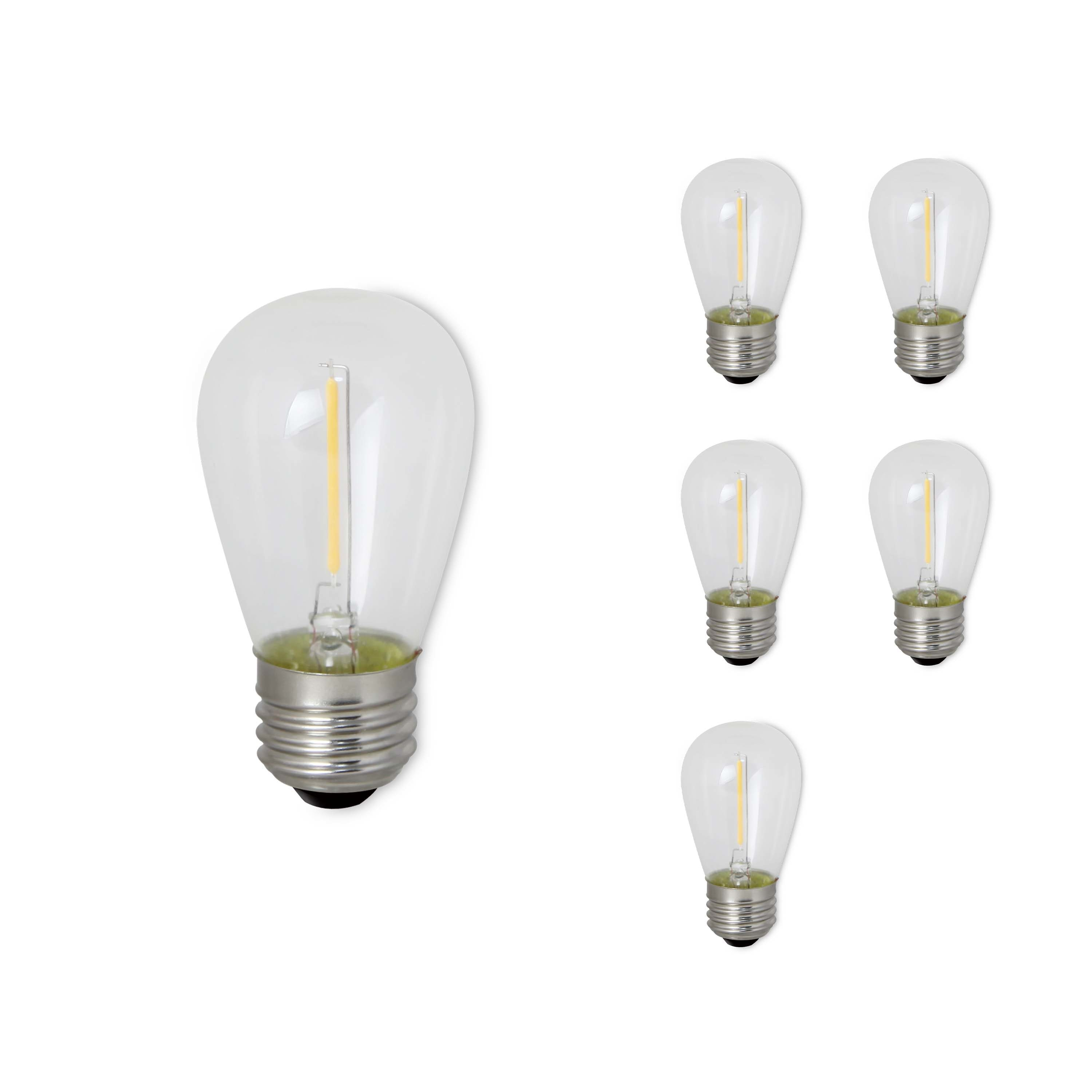 Bulbrite 862154 Pack Of (6) 0.7 Watt S14 Medium (E26) Led Bulbs - Clear