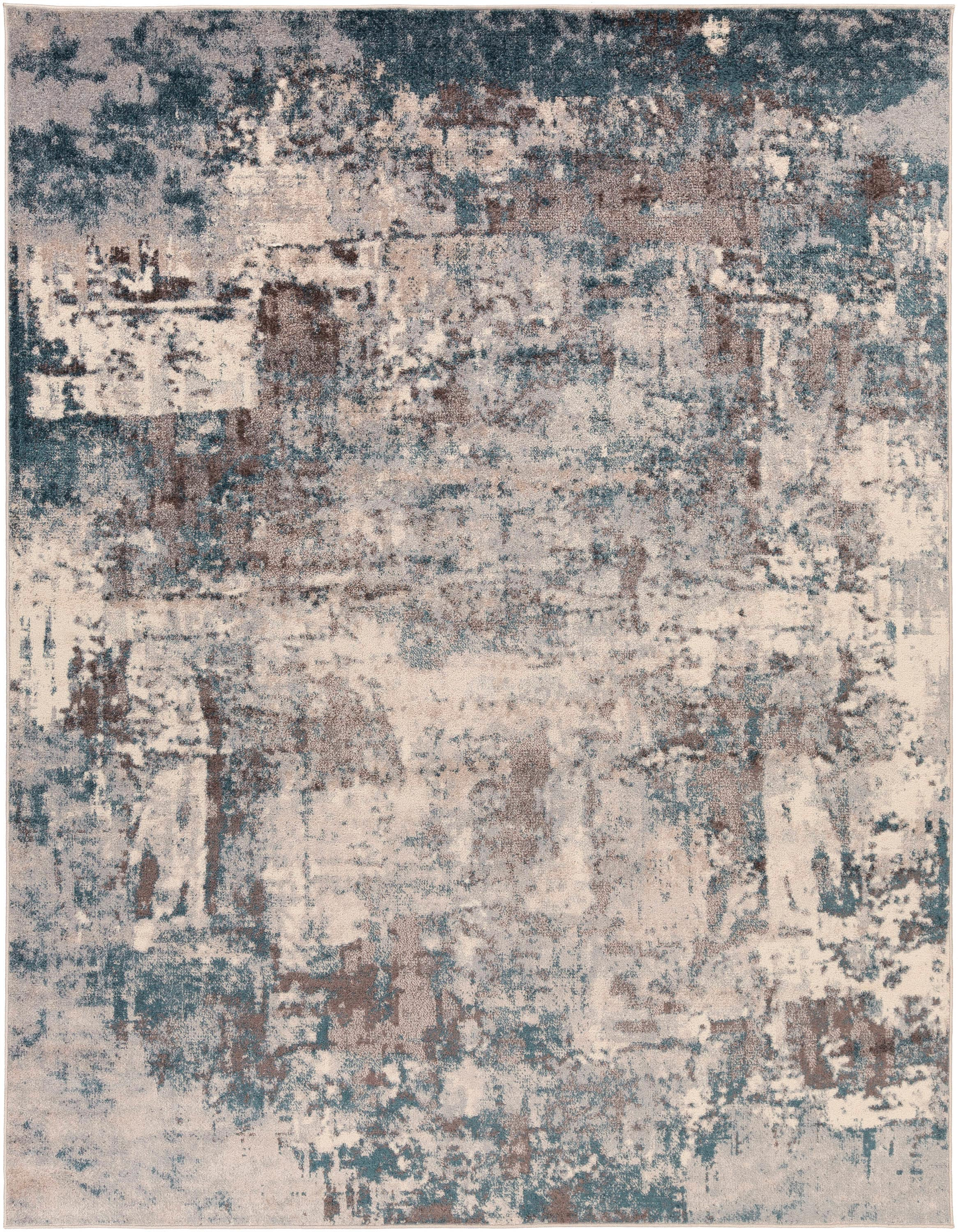 Reversible Gray Synthetic 7'10" x 10'3" Easy Care Area Rug